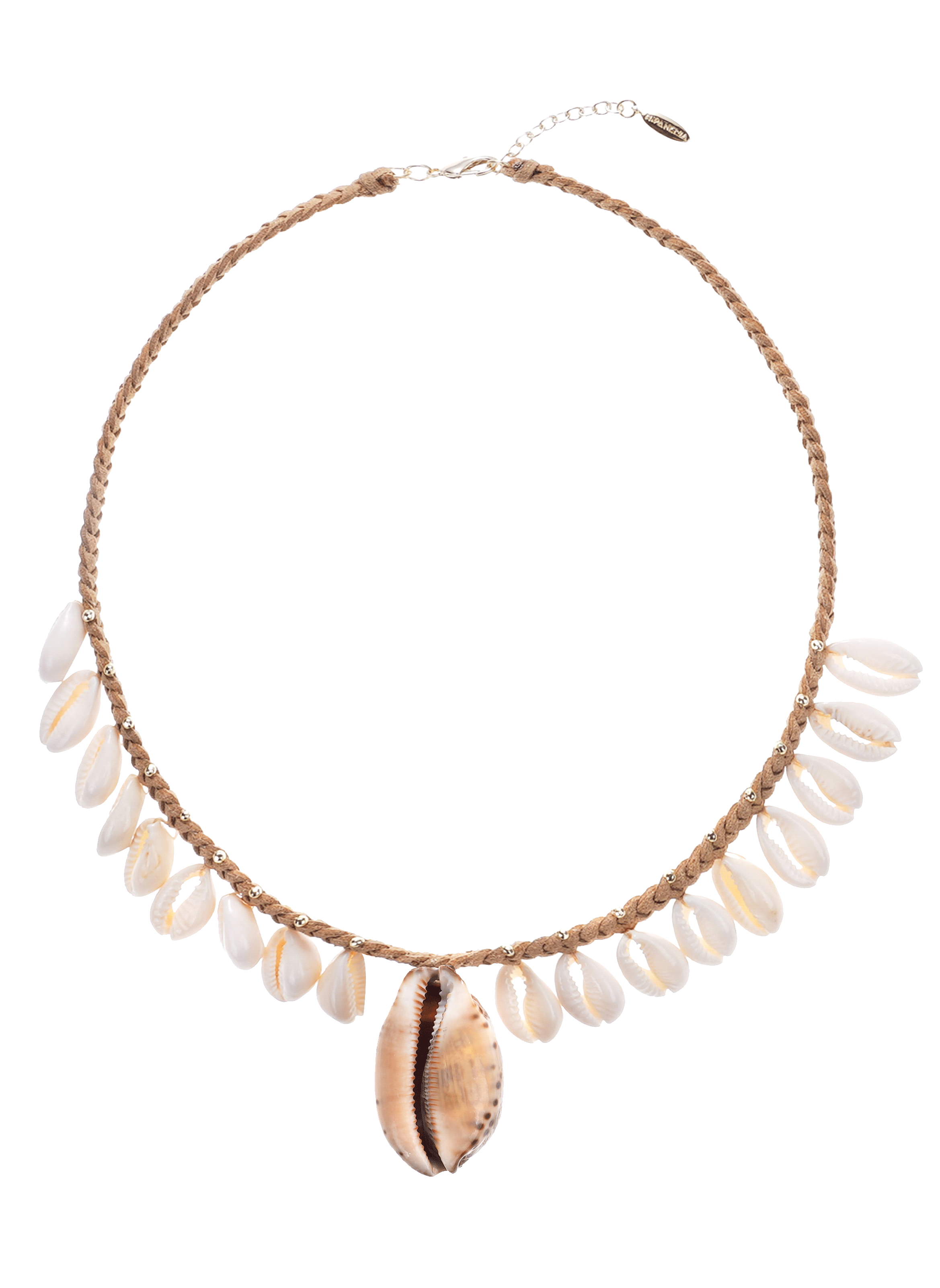 Collier en suédine avec pampilles de cauris et pendentif aloe HIPANEMA Beige