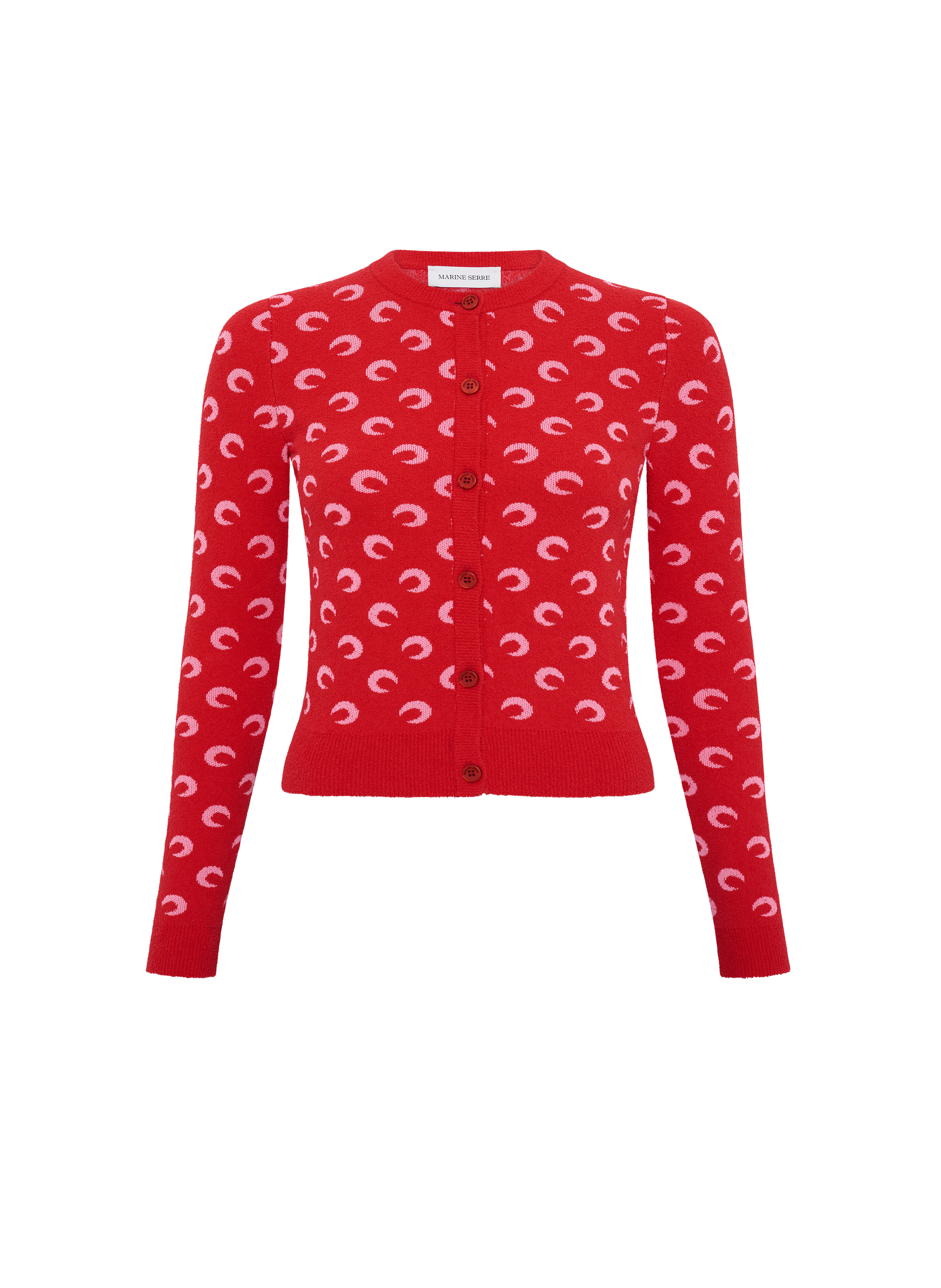 Moon jacquard bouclette ls cardigan organic cotton MARINE SERRE Red
