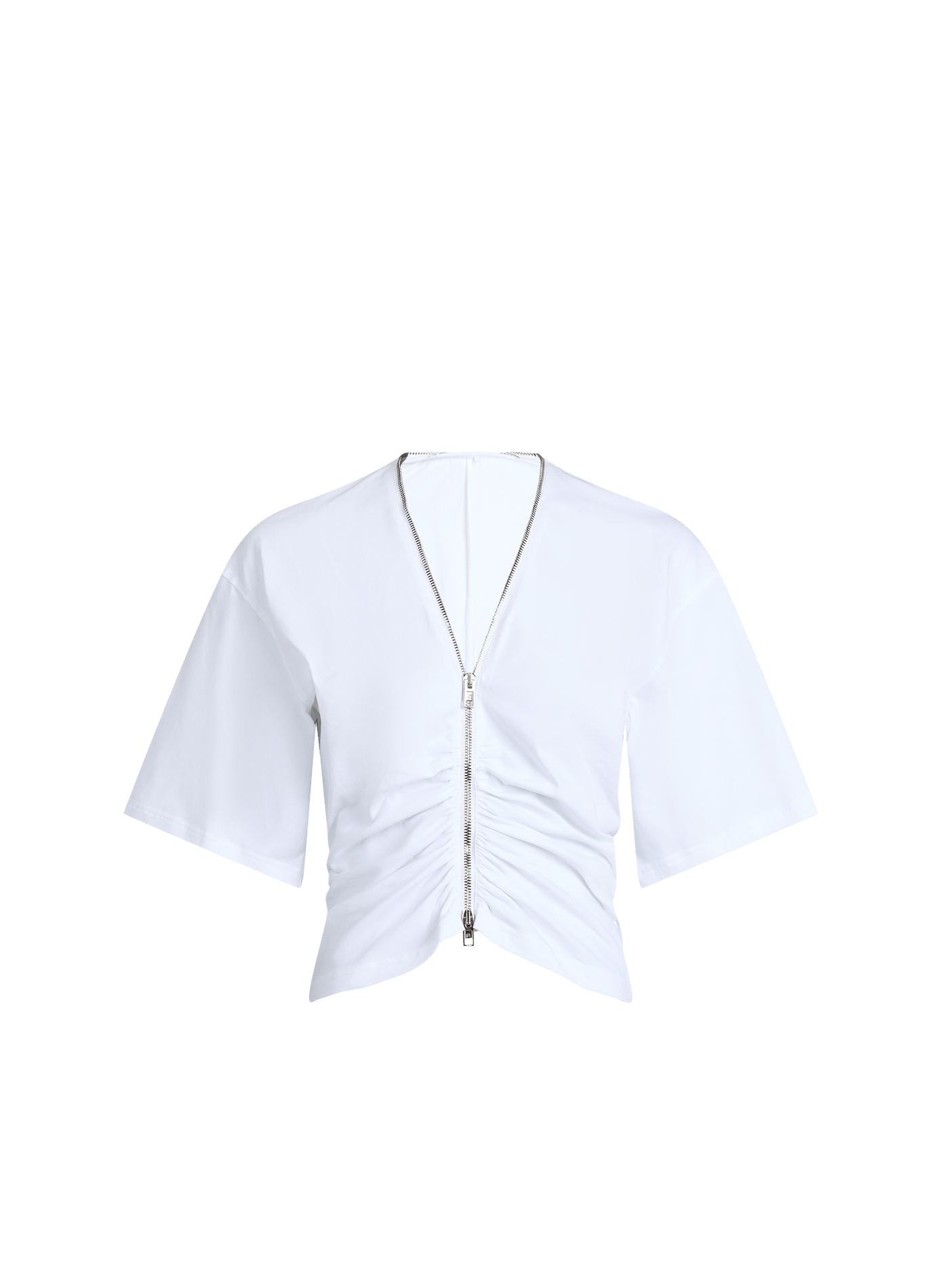 T-shirt zip froncé en coton mélangé ALEXANDER WANG Blanc