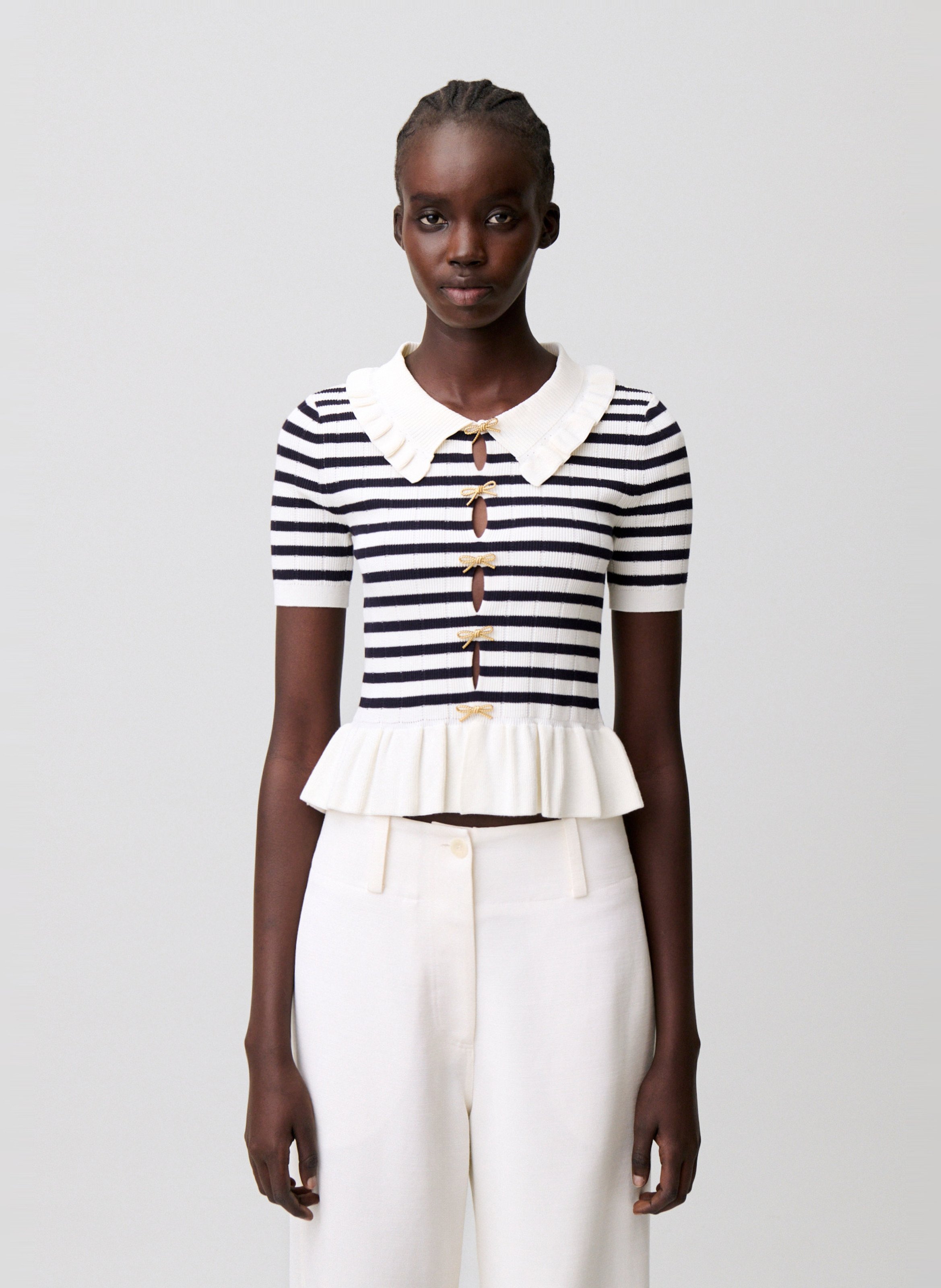 Pull droit col classique rayé CLAUDIE PIERLOT Multicolore