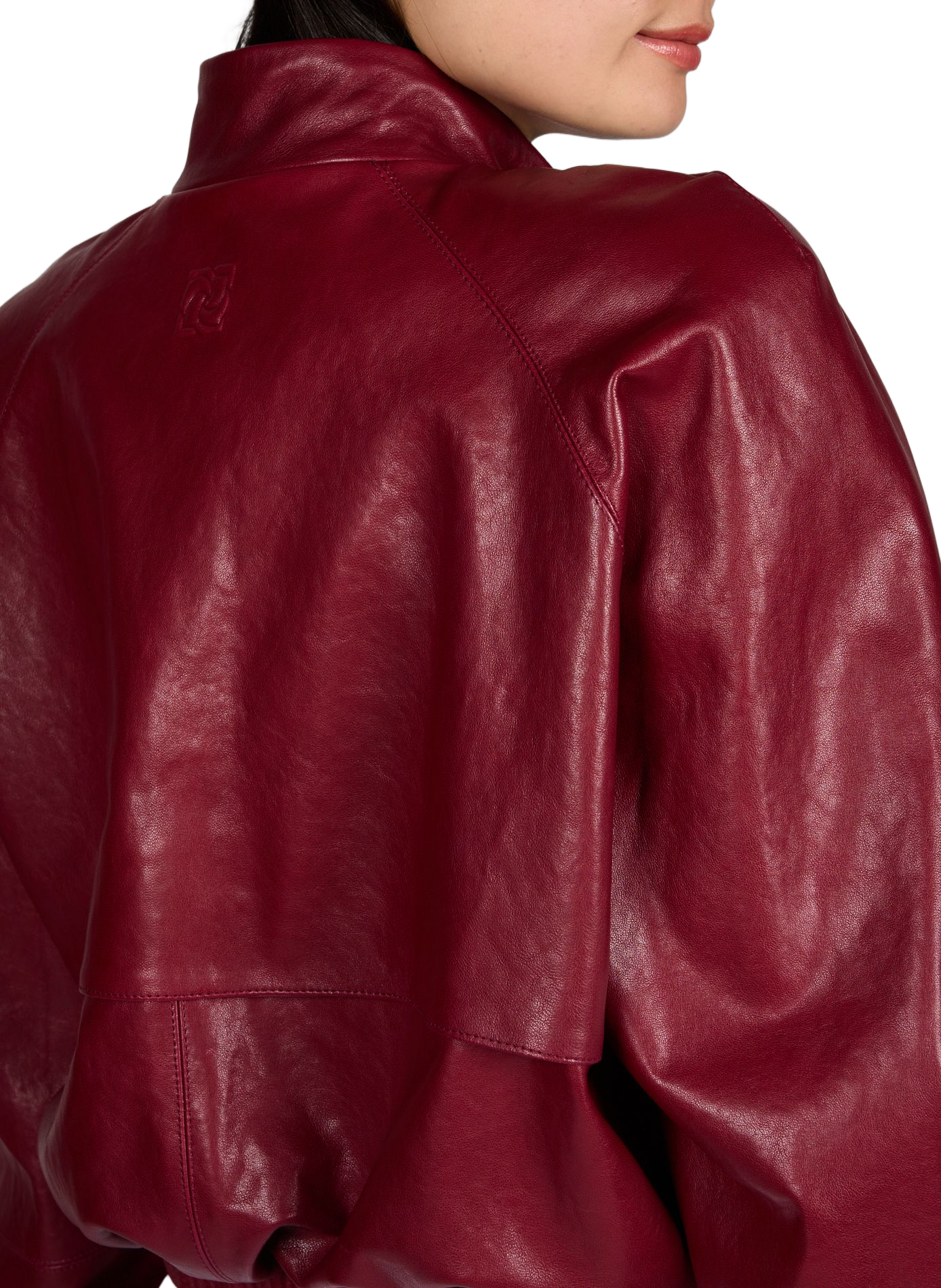 Short sheepskin leather bomber jacket MAGDA BUTRYM Red