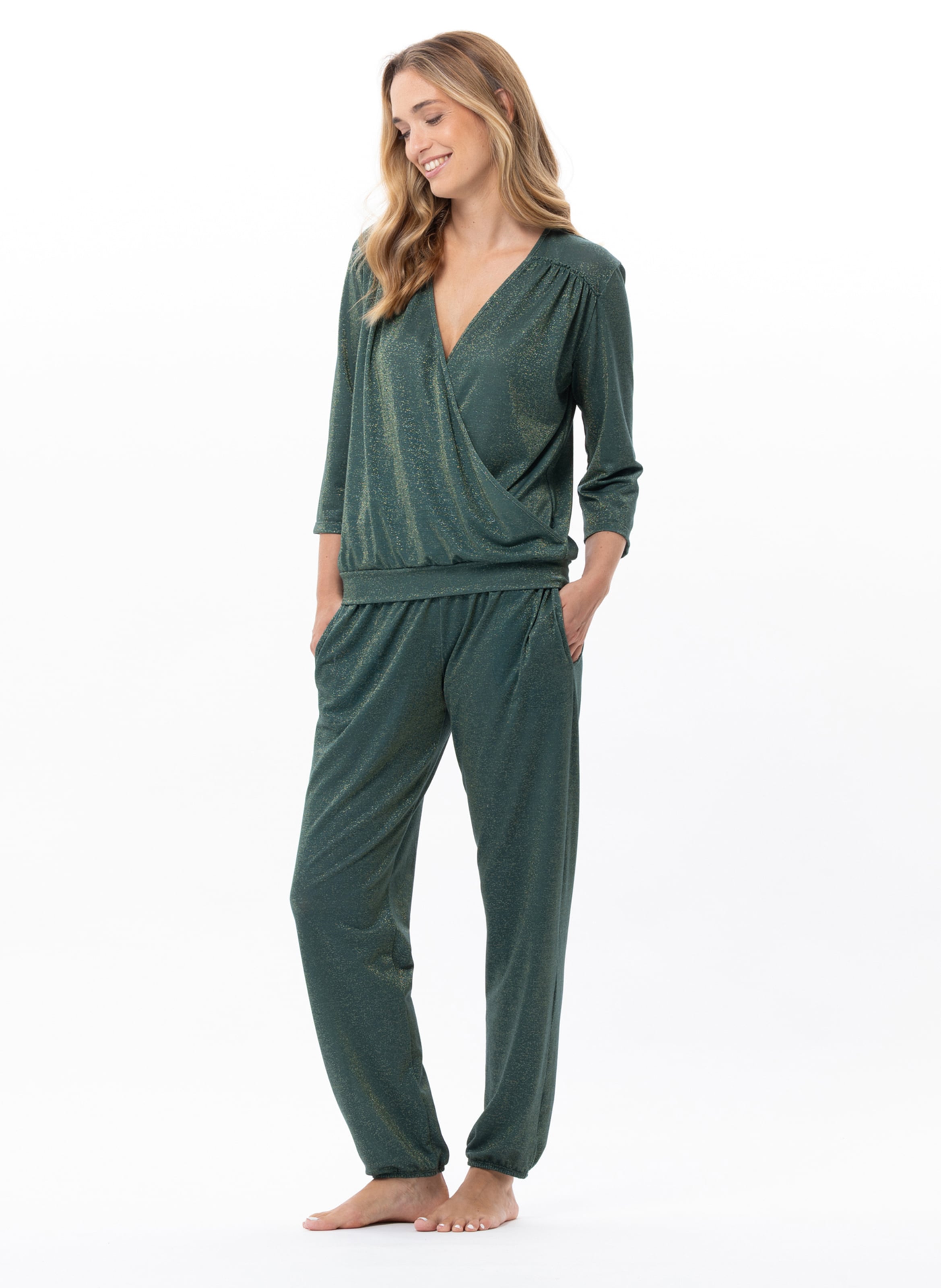 Ensemble homewear en maille lurex coco 222 LE CHAT Vert