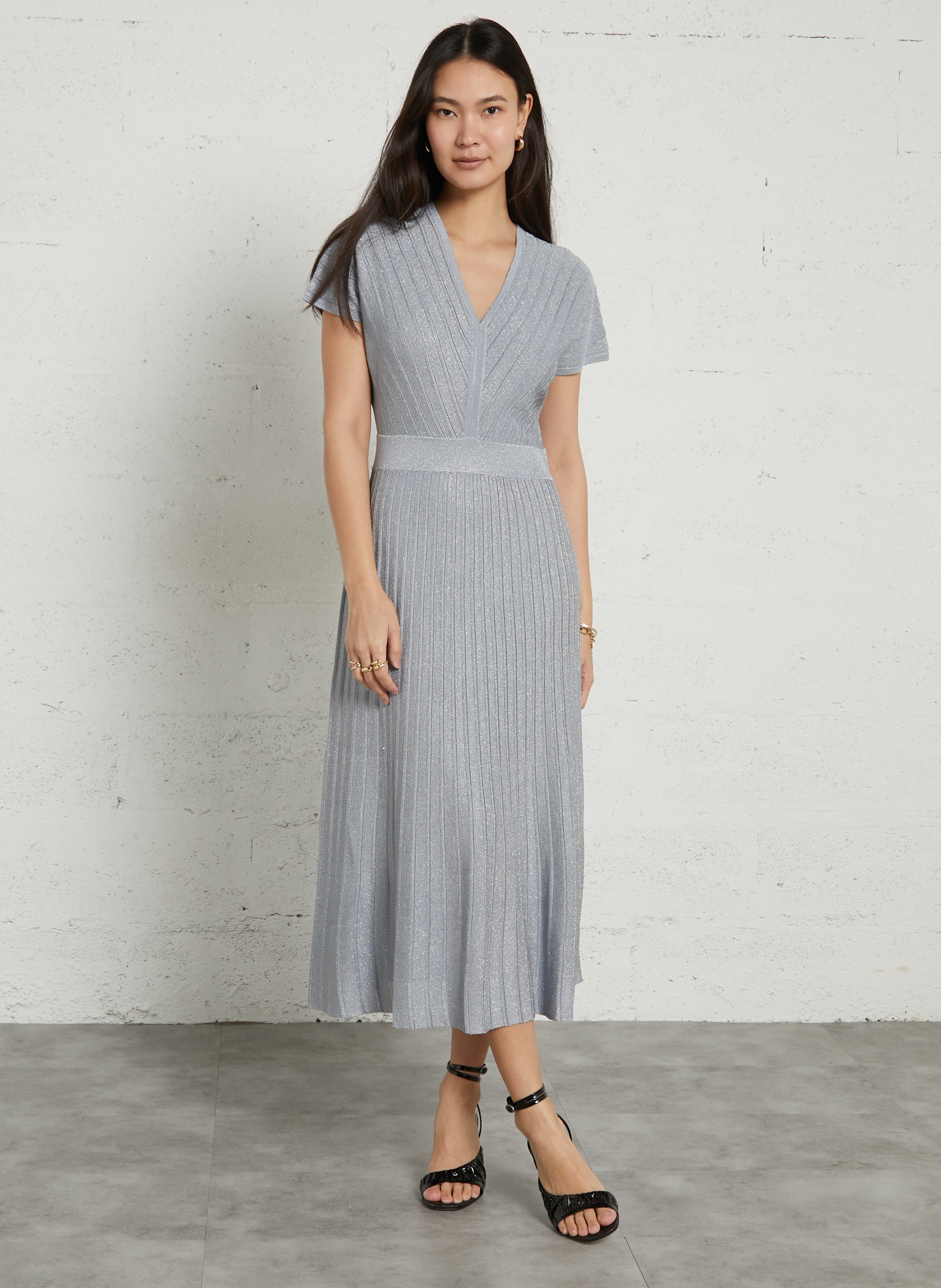 Robe longue col v bari MAISON 123 Bleu