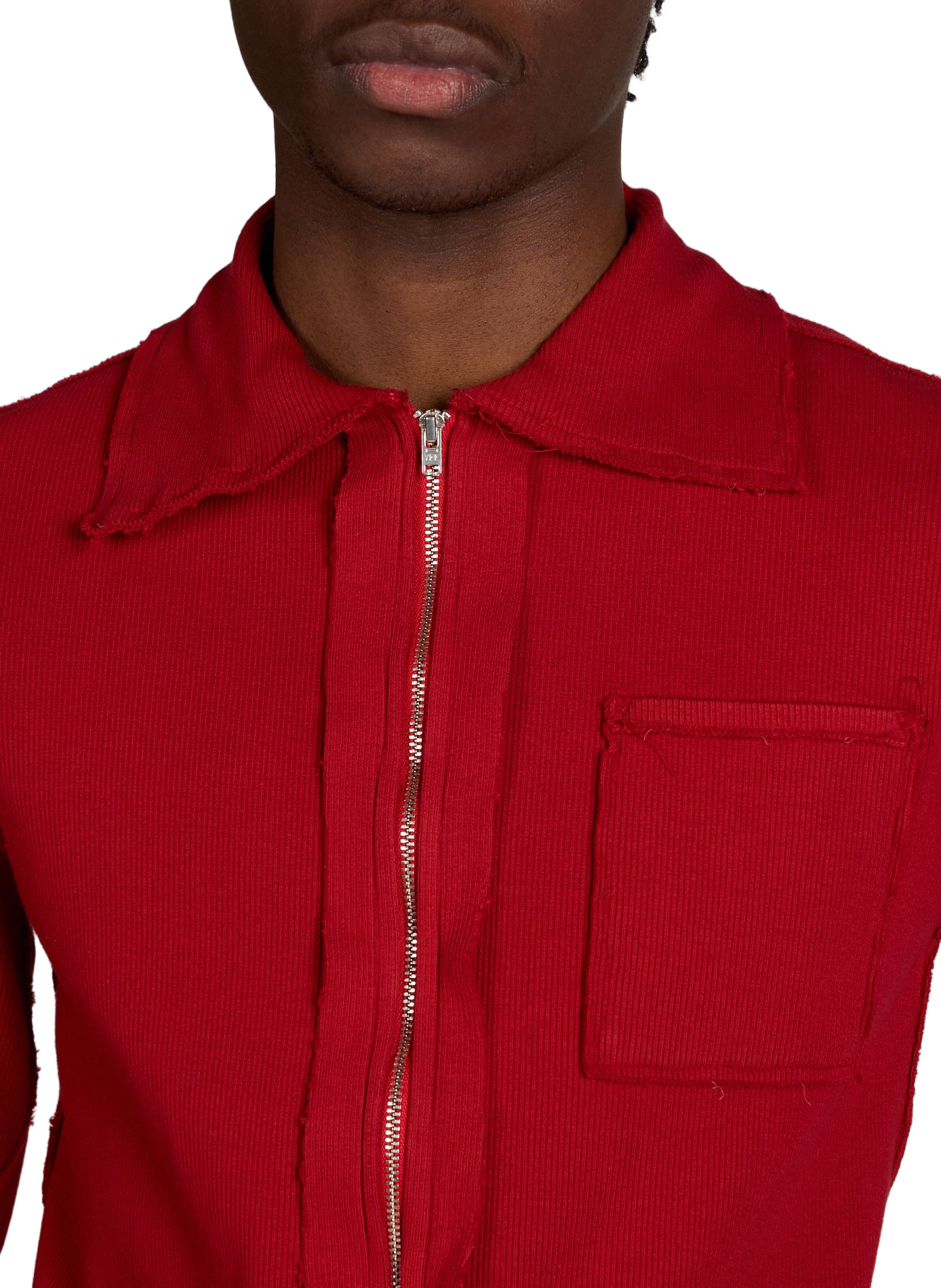 Fitted zip-up cardigan in blended cotton CAMIEL FORTGENS Red