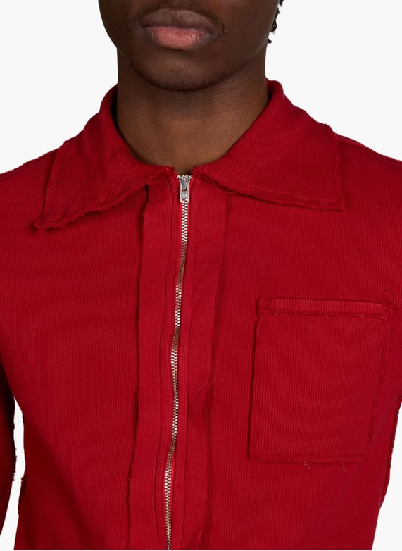 Fitted cotton blend zip cardigan Red Camiel fortgens - Men | Printemps Fitted cotton blend zip cardigan Red Camiel fortgens - Men | Printemps