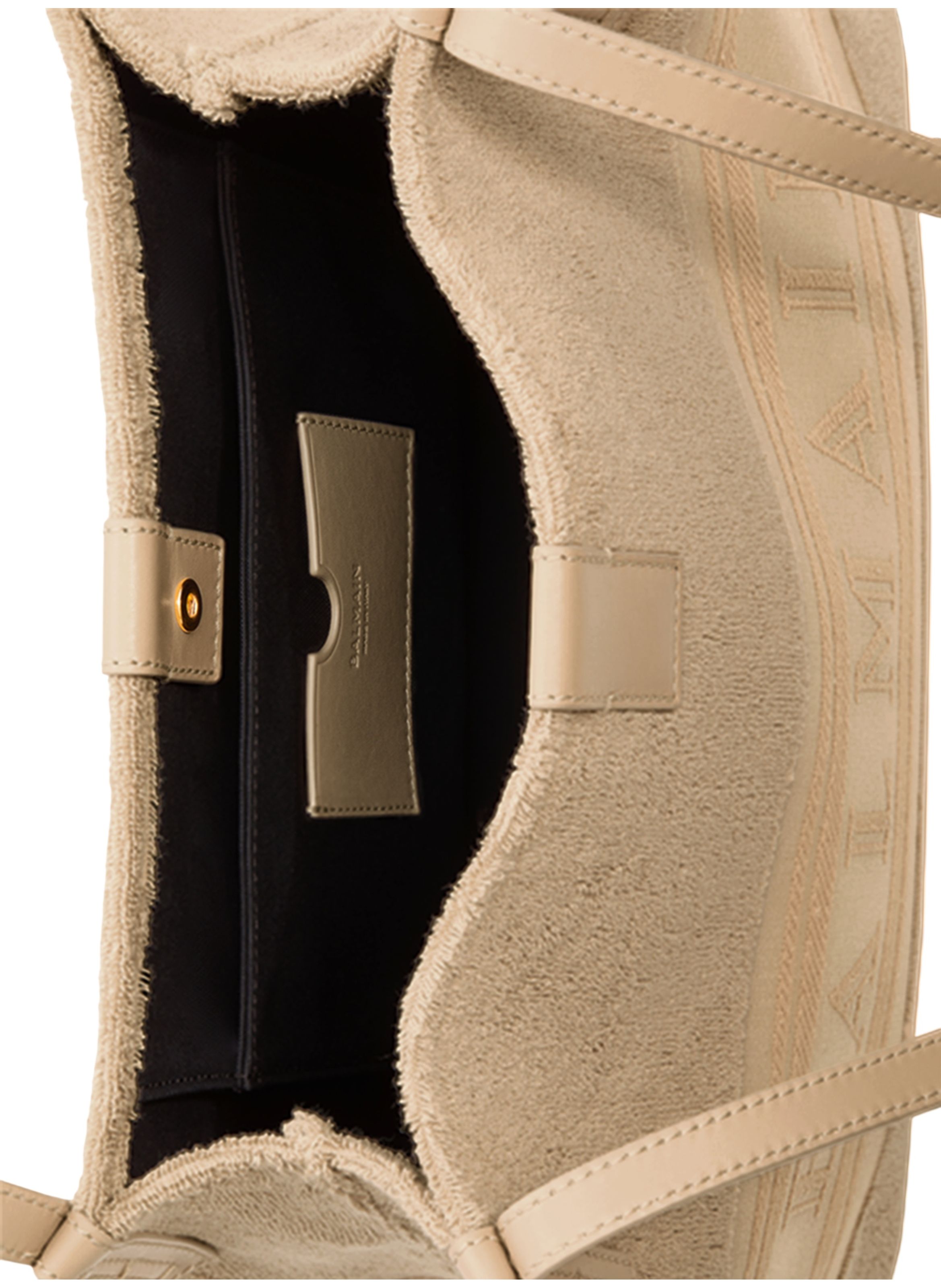 Sac cabas release small en coton bouclette BALMAIN Beige