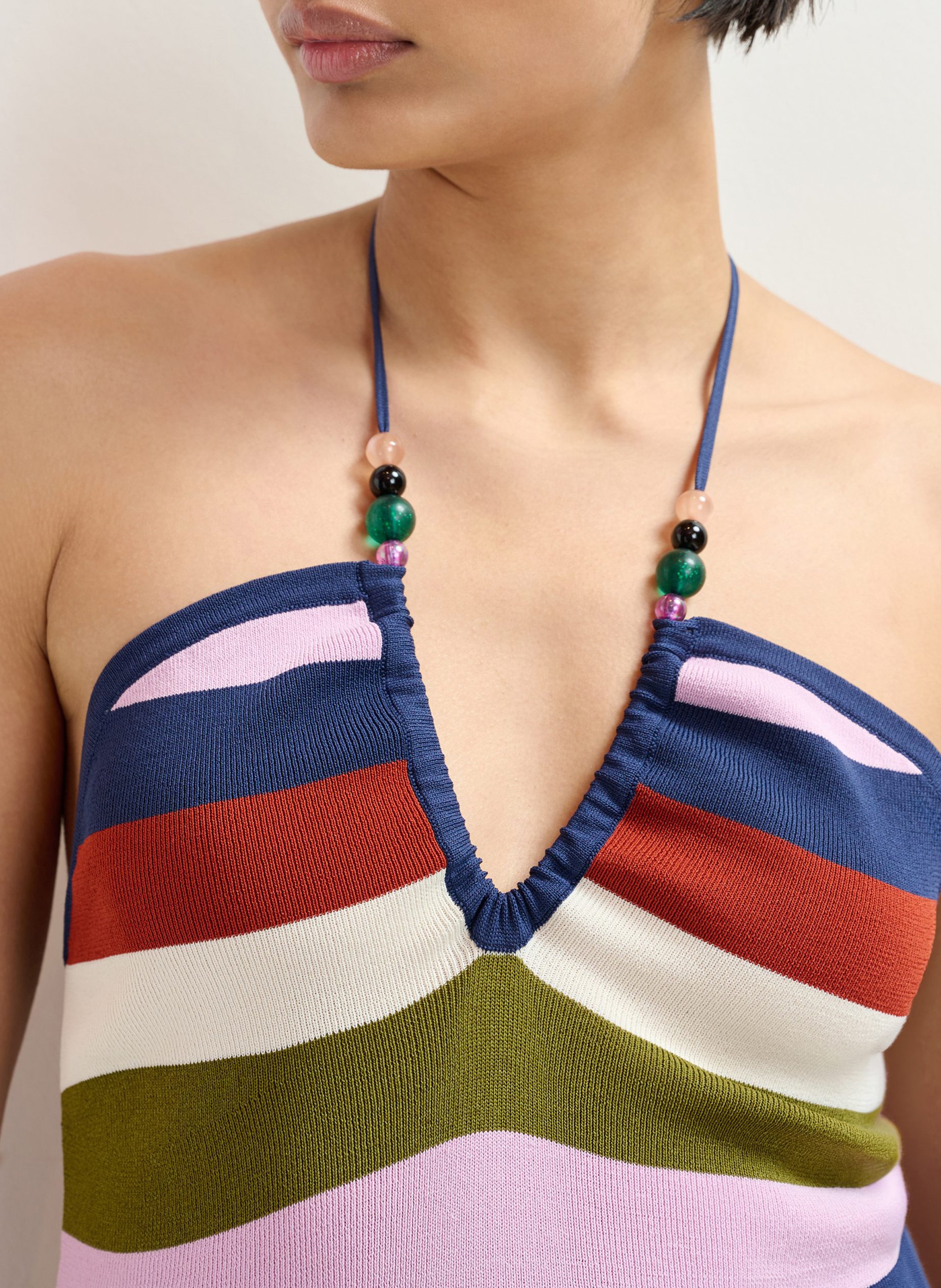 Top dos nu sans manches à rayures jellie Multicolore