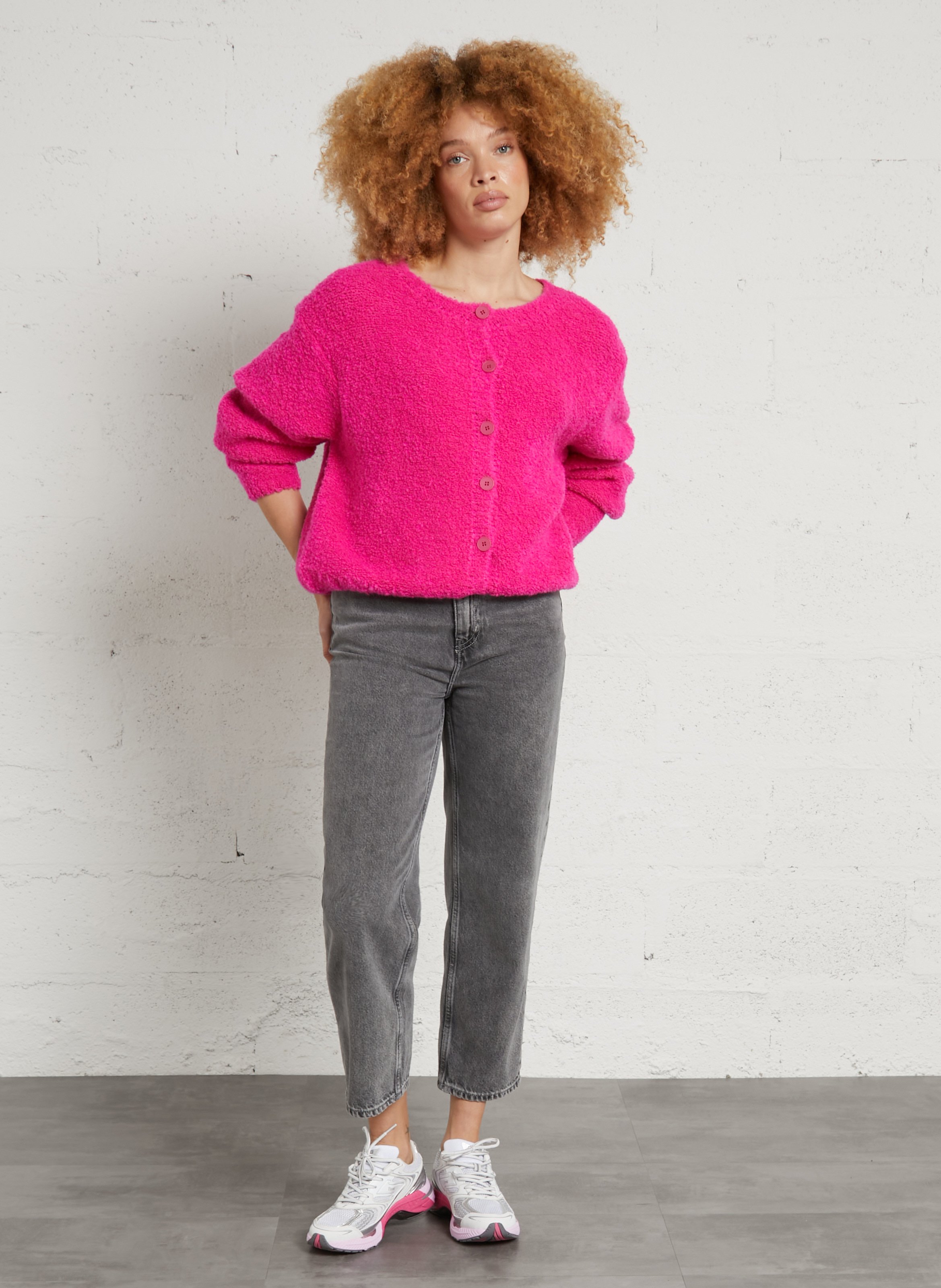 Cardigan oversize en laine mélangée zolly AMERICAN VINTAGE Rose