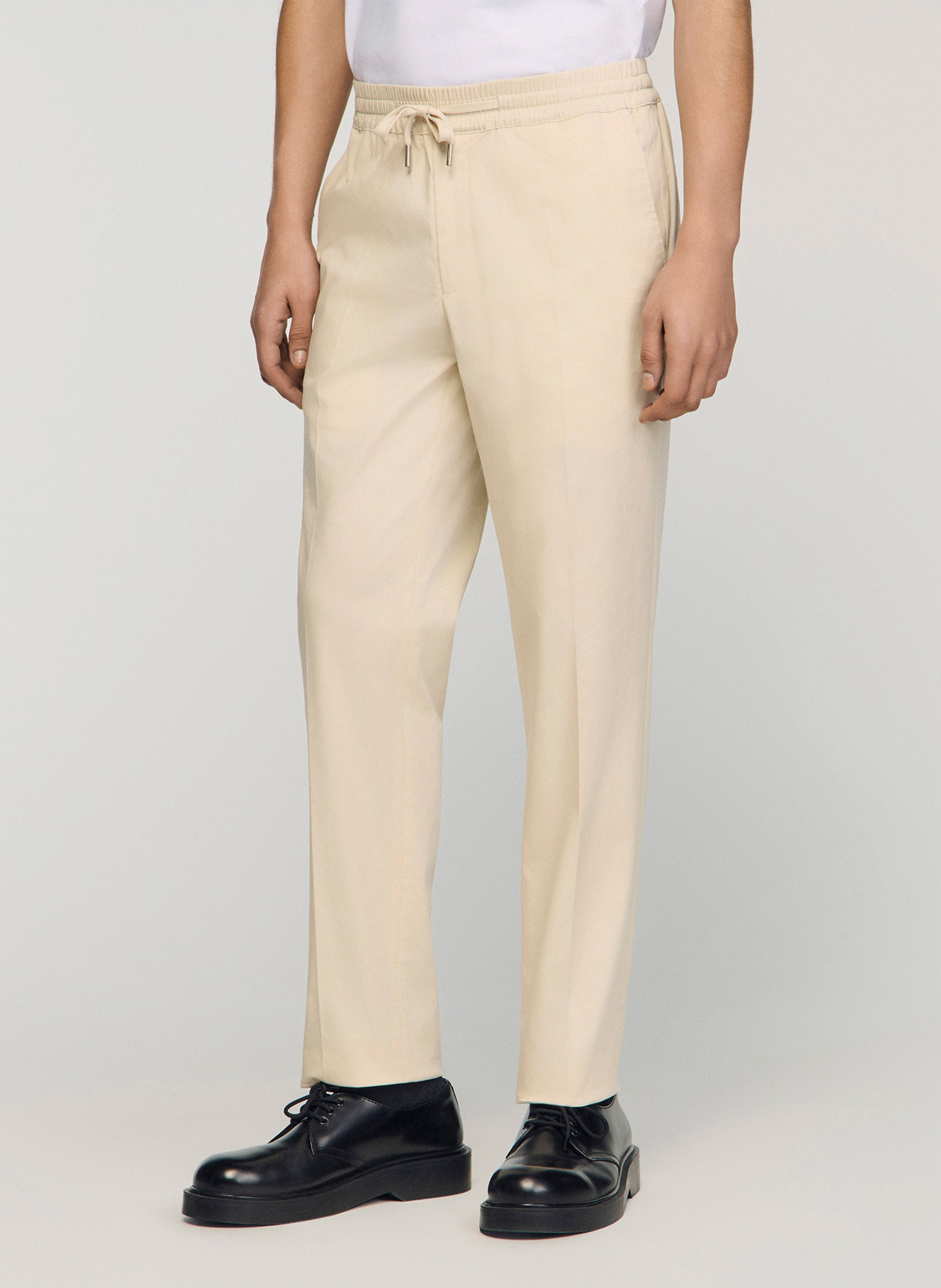 Pantalon chino avec cordon en coton mélangé SANDRO Beige