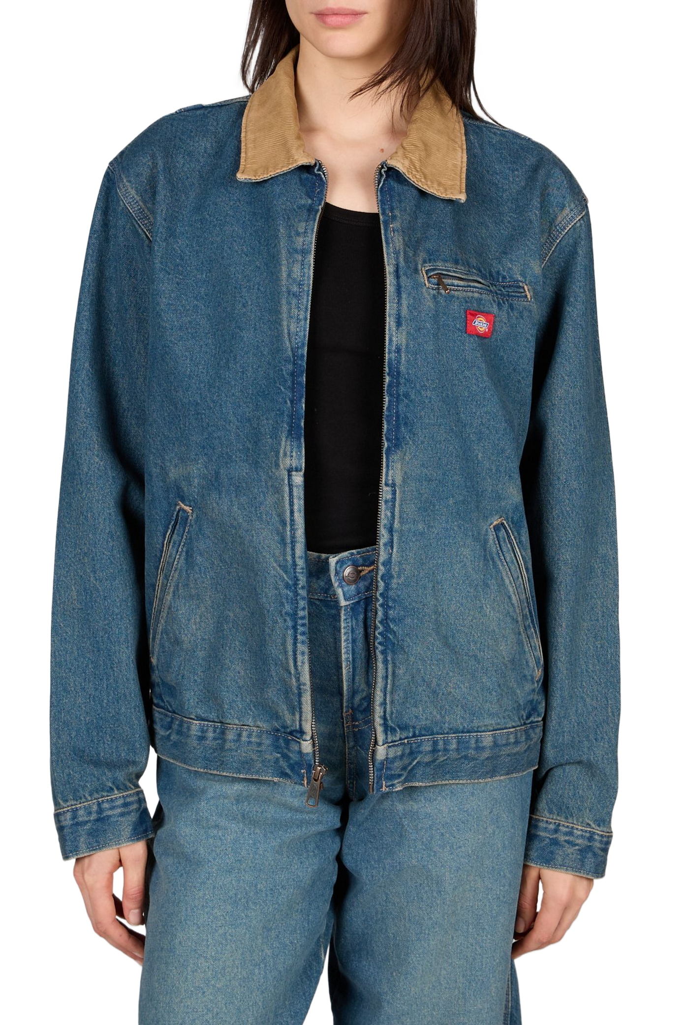Faded cotton denim jacket DICKIES Blue