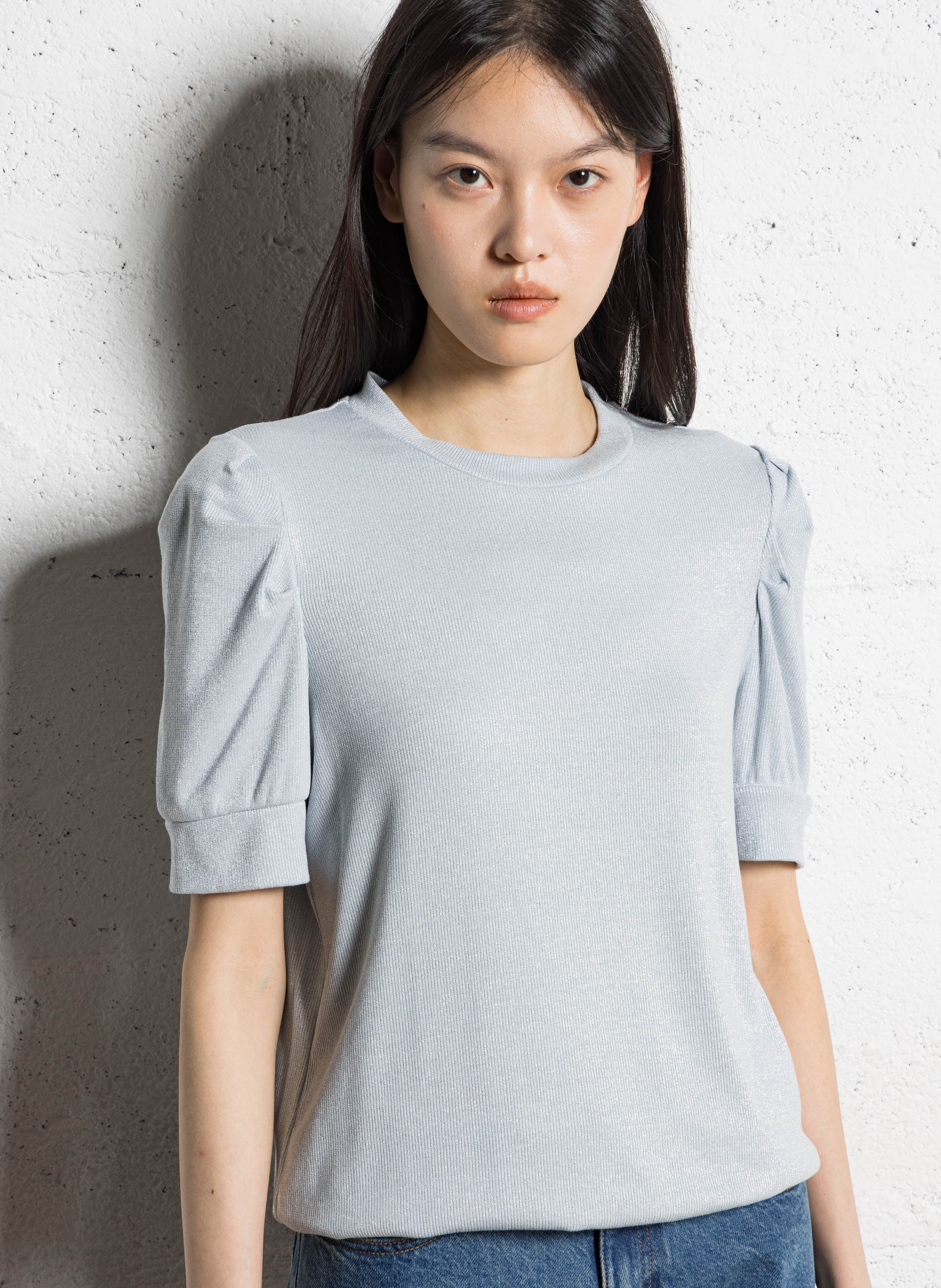 Pull droit col rond pailleté IKKS Bleu