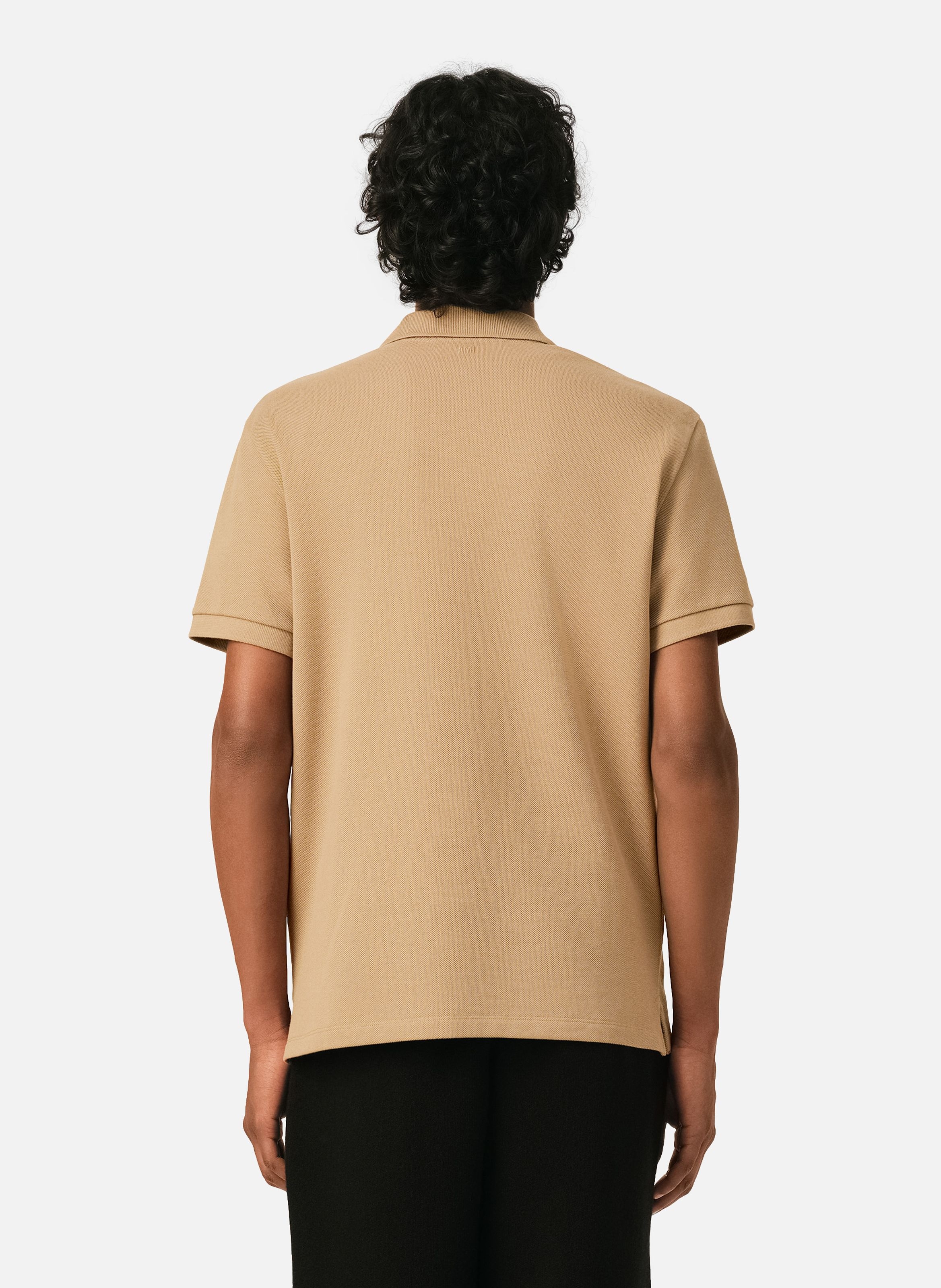 Polo manches courtes ami de coeur en coton AMI PARIS Beige