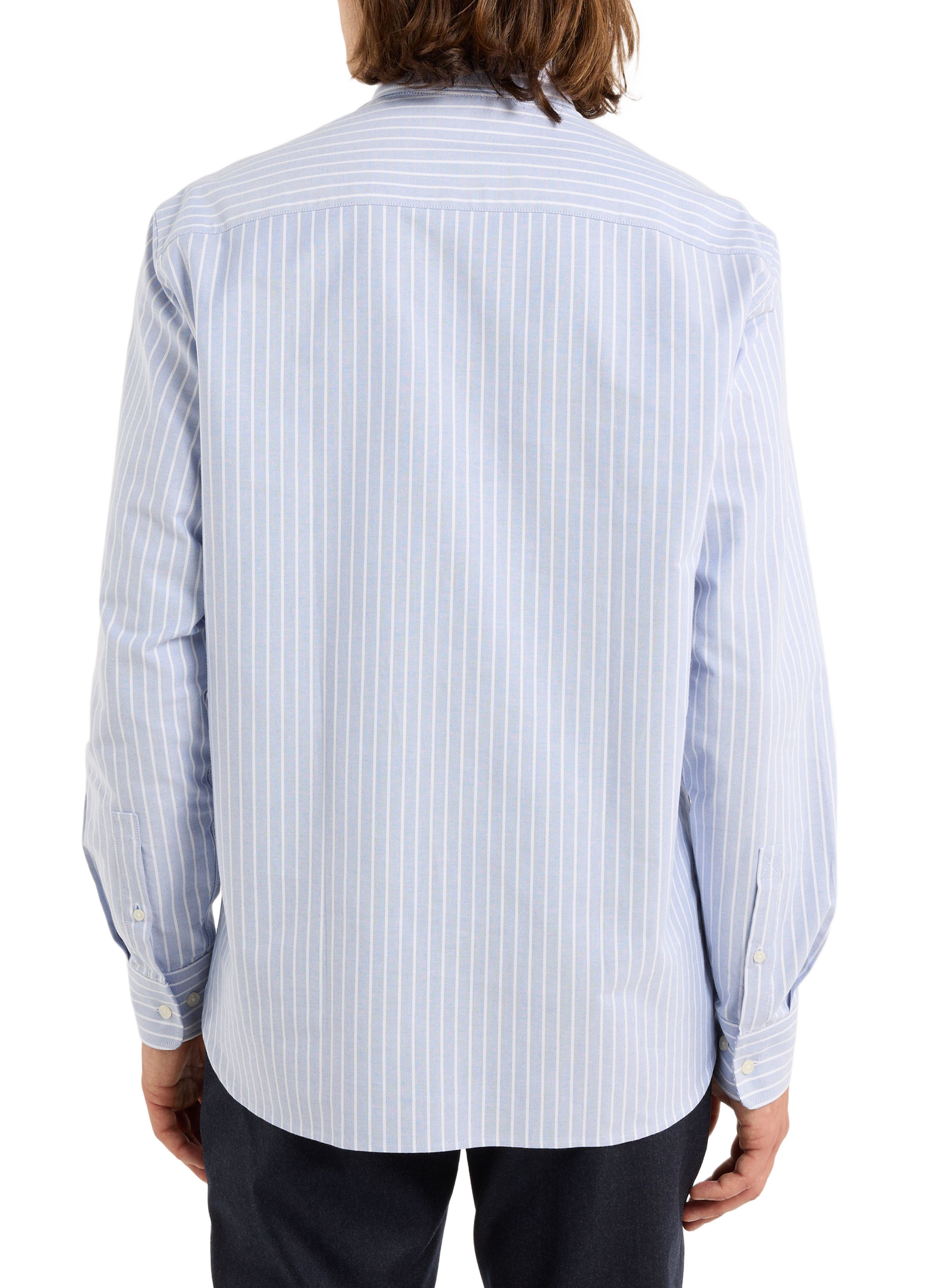 Gray American collar striped cotton shirt SAISON 1865 Blue