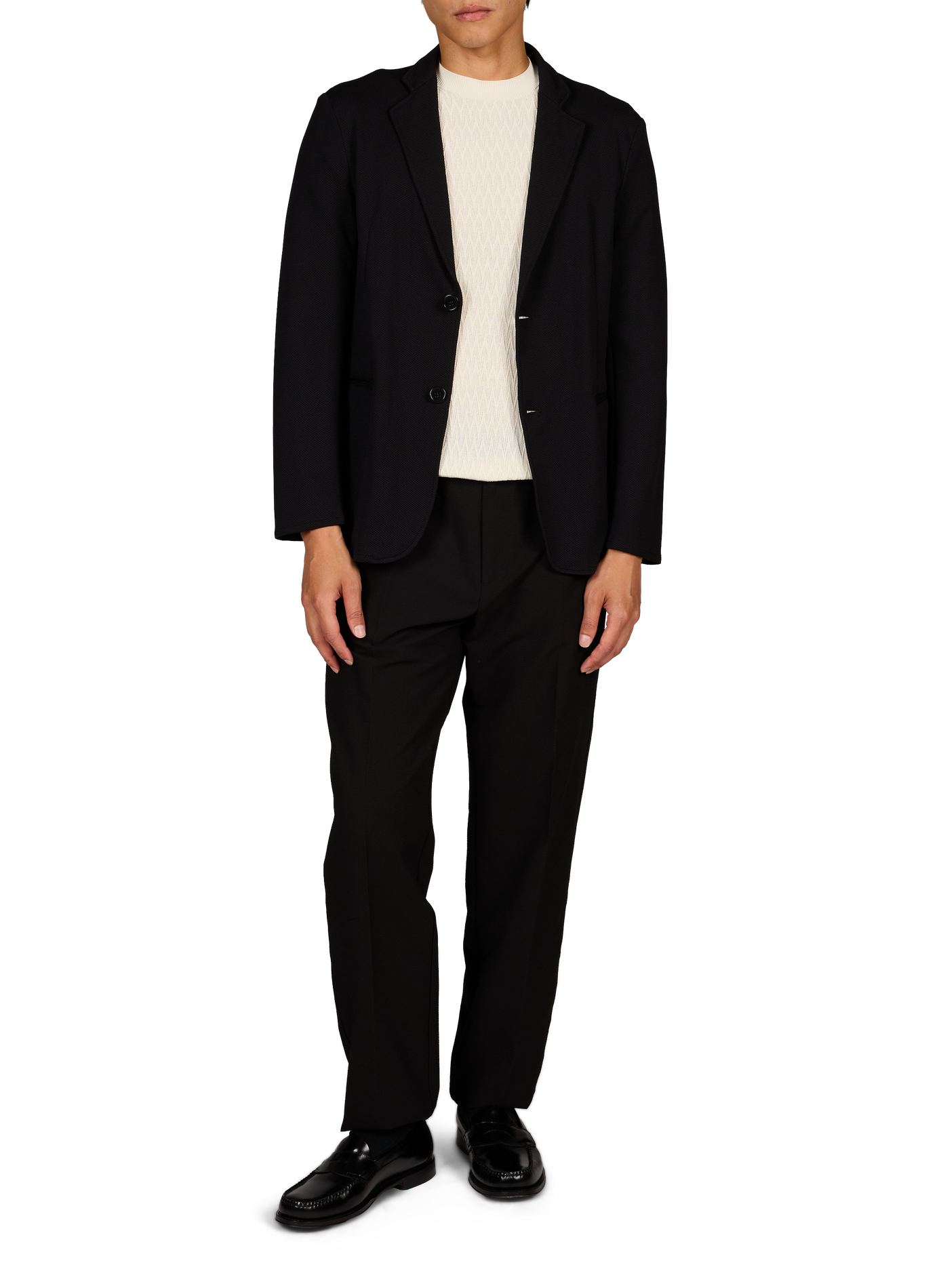Blazer droit en jersey EMPORIO ARMANI Noir