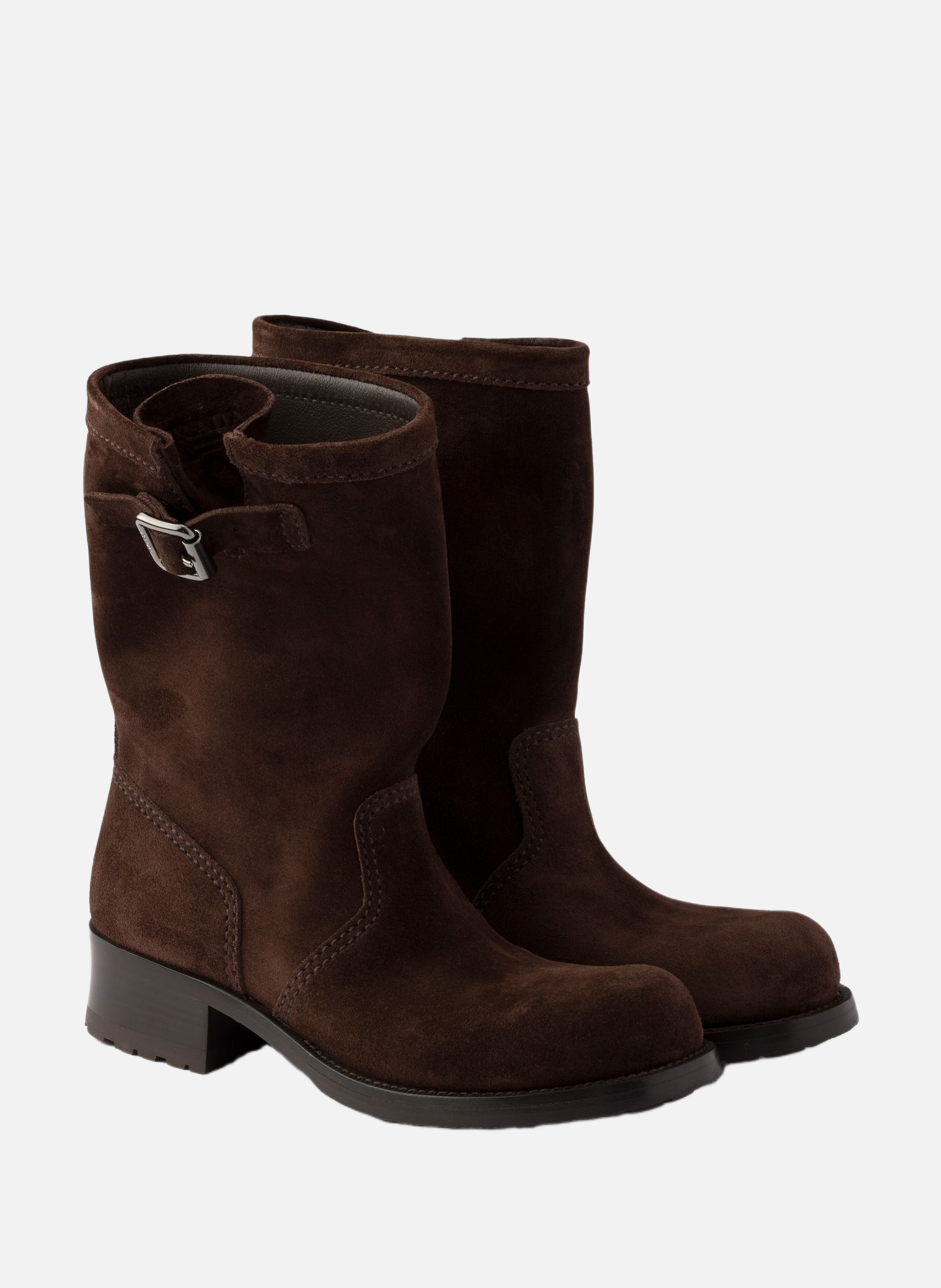 Bottes mi-mollet en veau velours PRADA Marron
