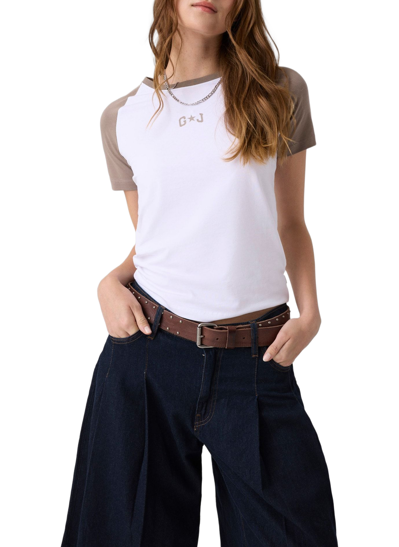 Straight-cut cotton-blend T-shirt with round neck GUESS White