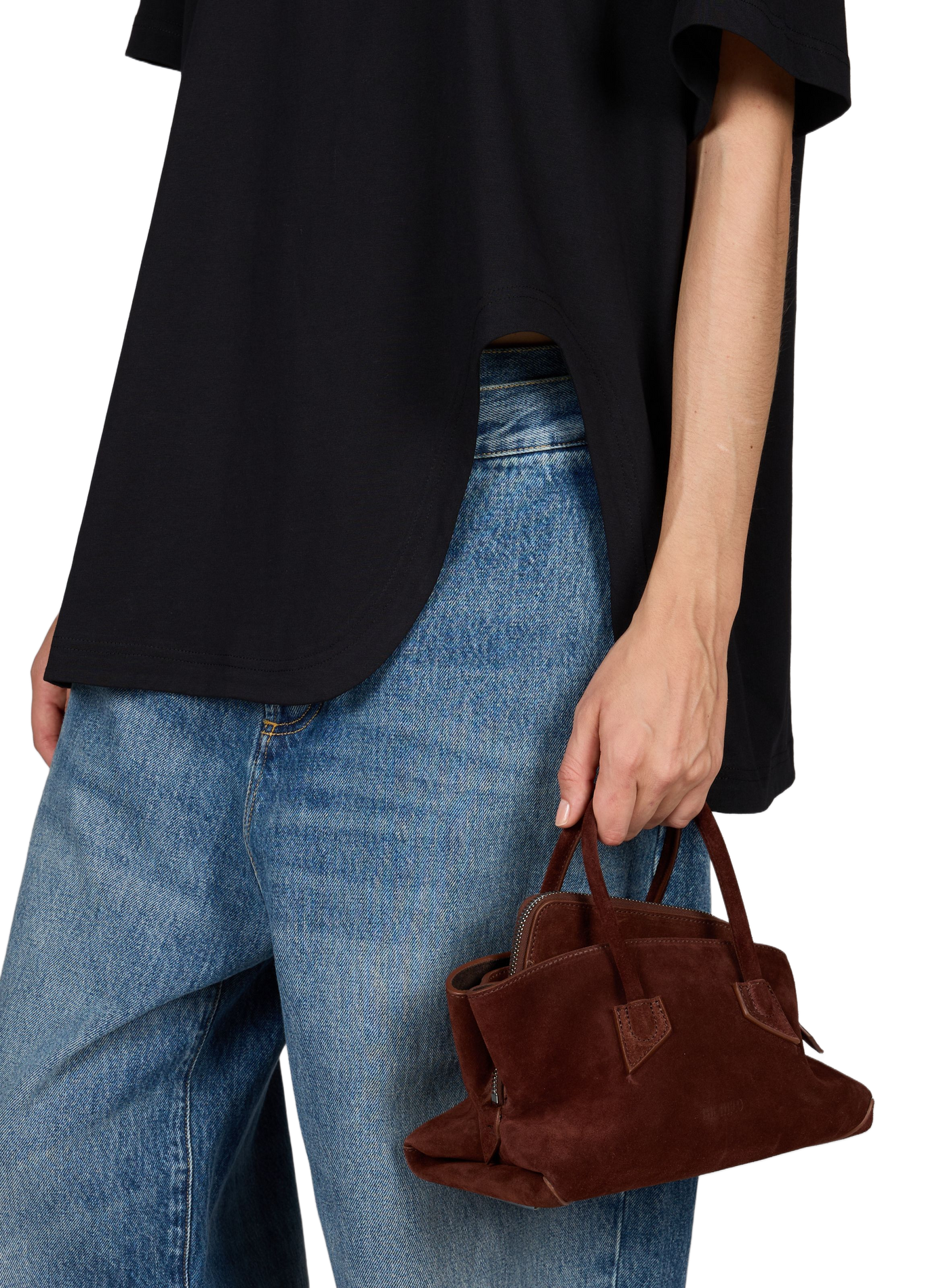 Handbag La Passegiata mini in suede leather THE ATTICO Brown