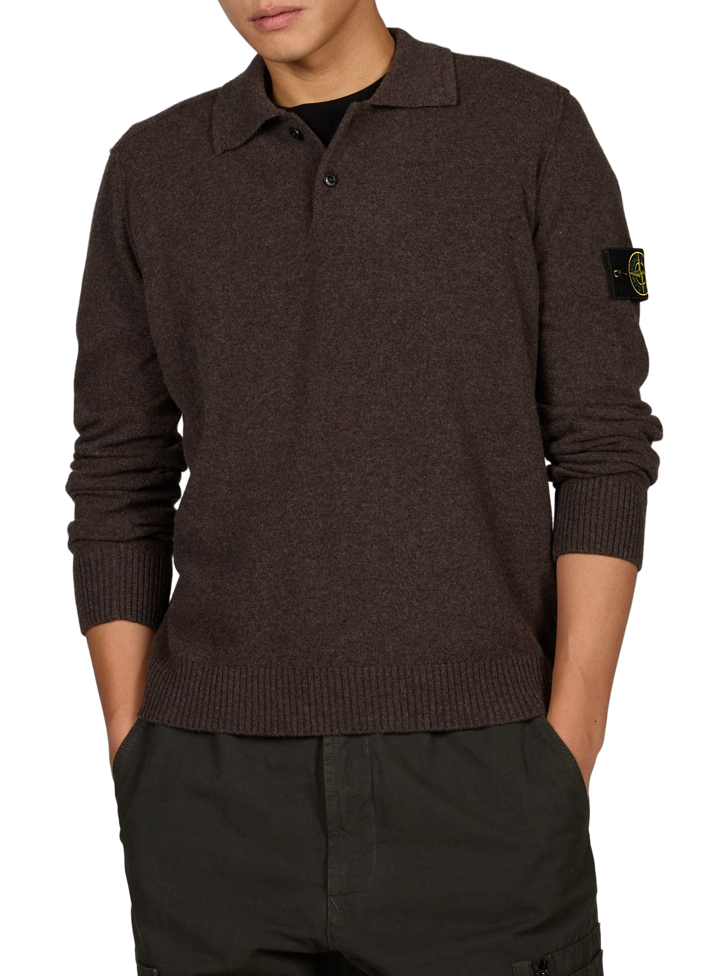 Gerade geschnittenes Polo aus reiner Schurwolle STONE ISLAND Grau