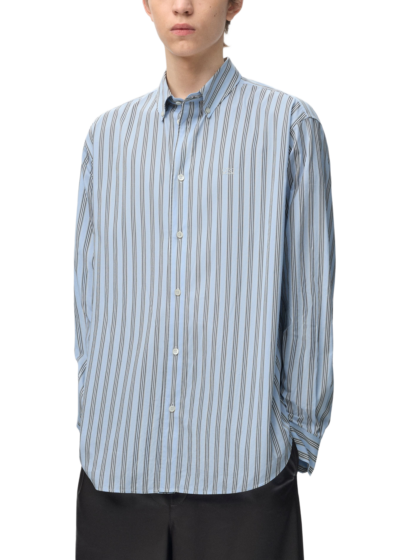 Striped shirt in cotton poplin. LOEWE Blue
