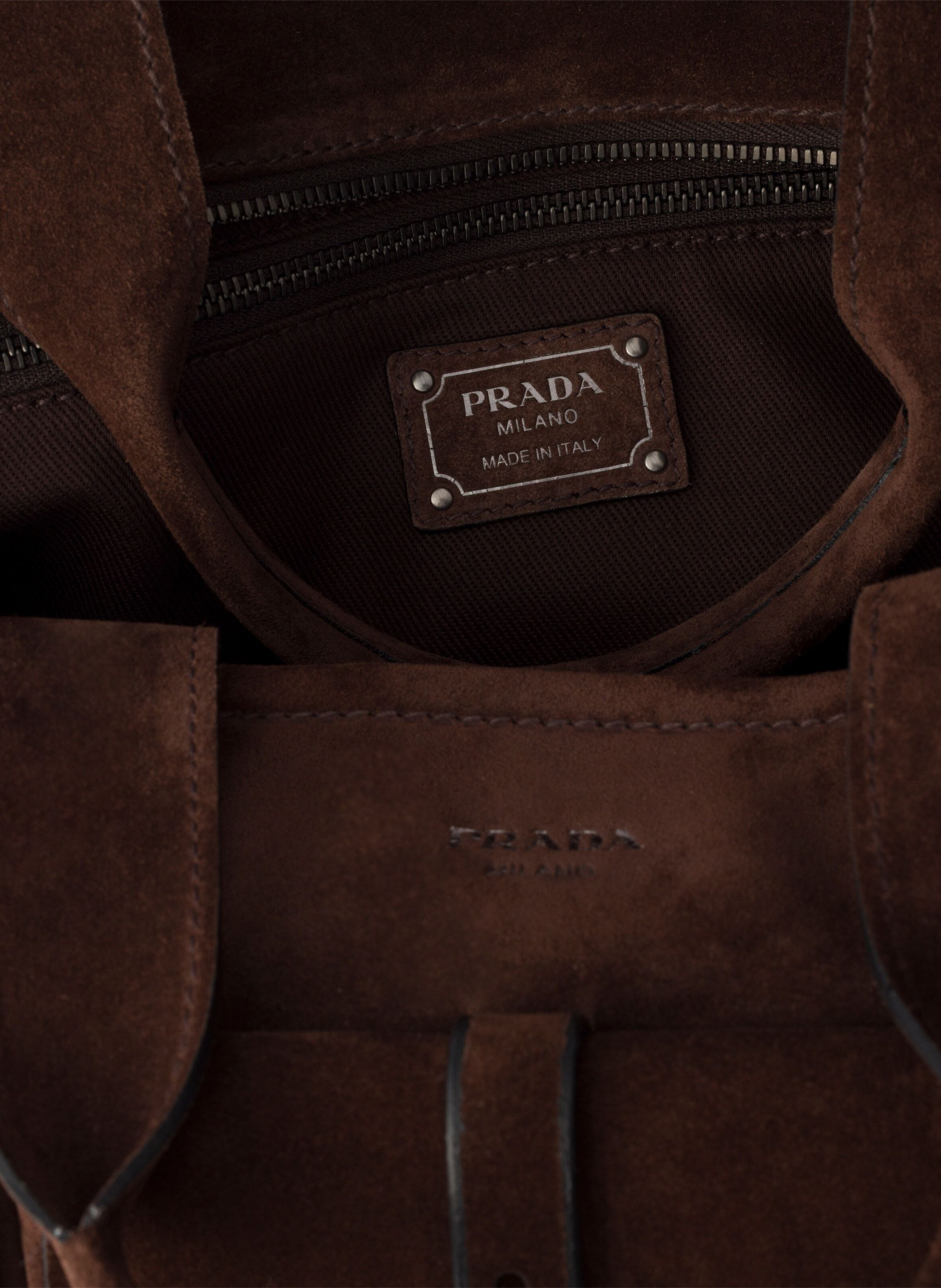 Grand cabas prada route en veau velours PRADA Marron