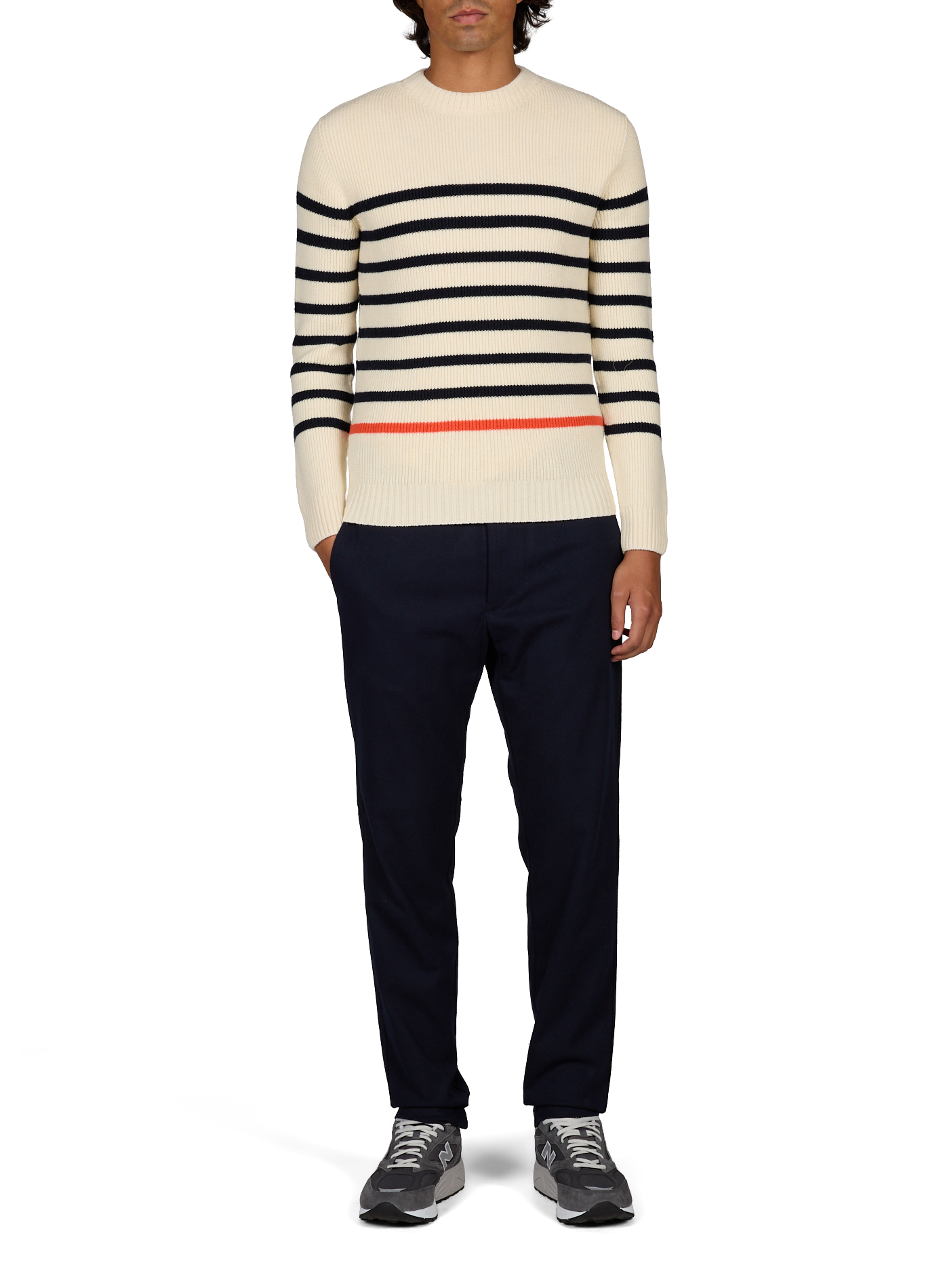 Navy striped wool knit sweater CÉZEMBRE Beige