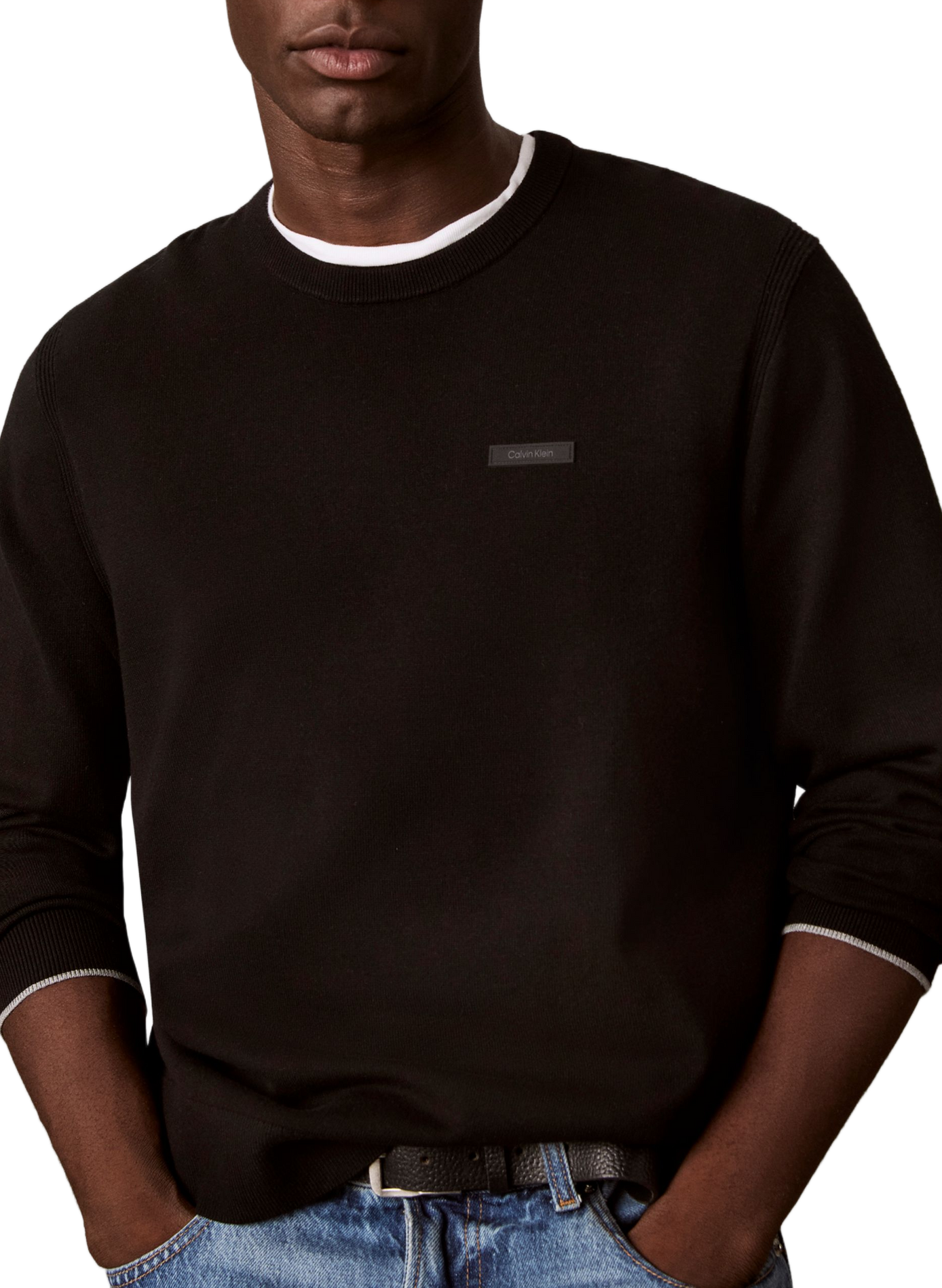 Pull manches longues à logo  CALVIN KLEIN Schwarz