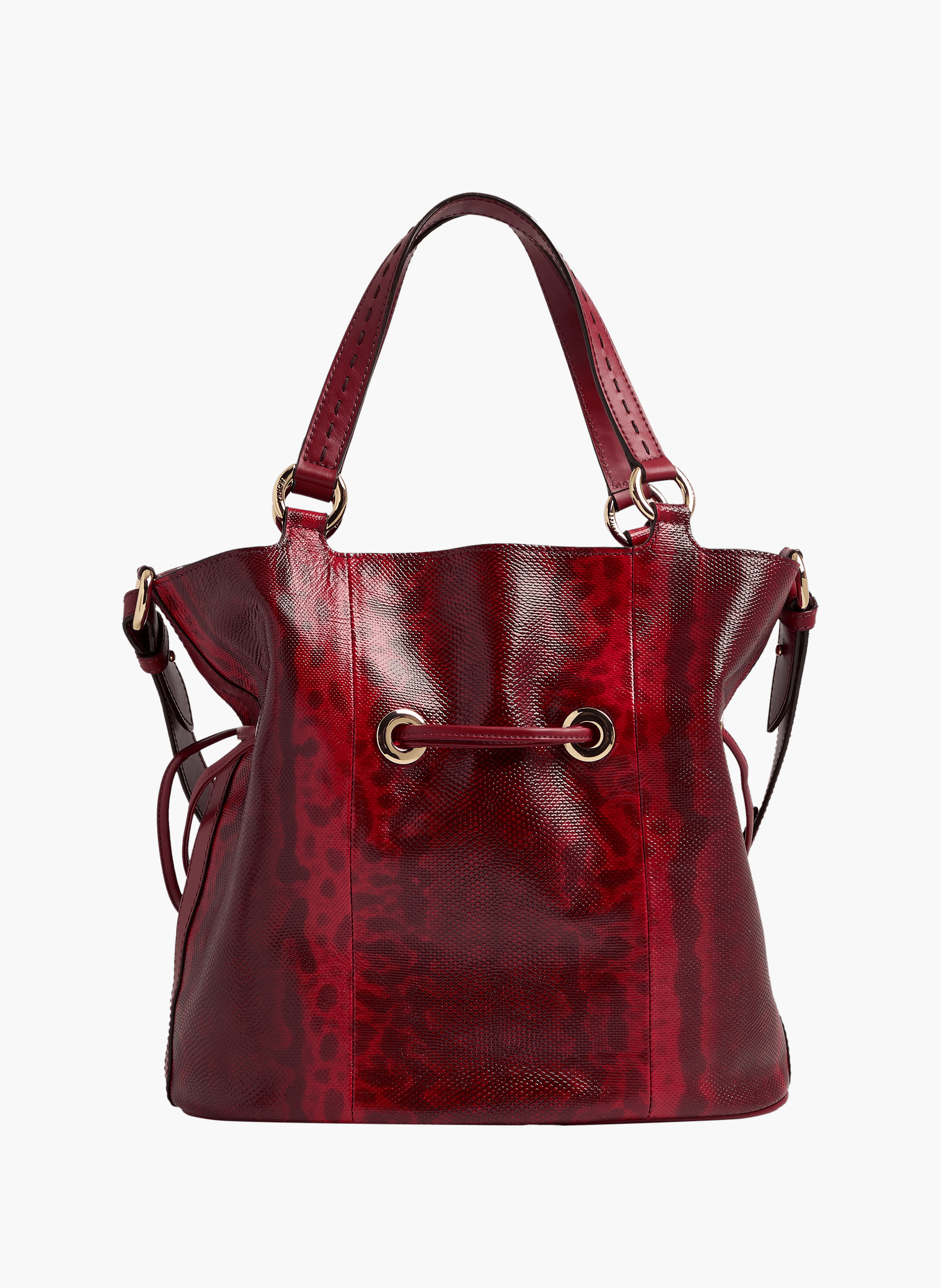 Sac seau premier flirt de lancel en animation 150y karung : karung & cuir de vachette lisse LANCEL Rouge