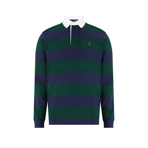 Polo rayé manches longues en coton