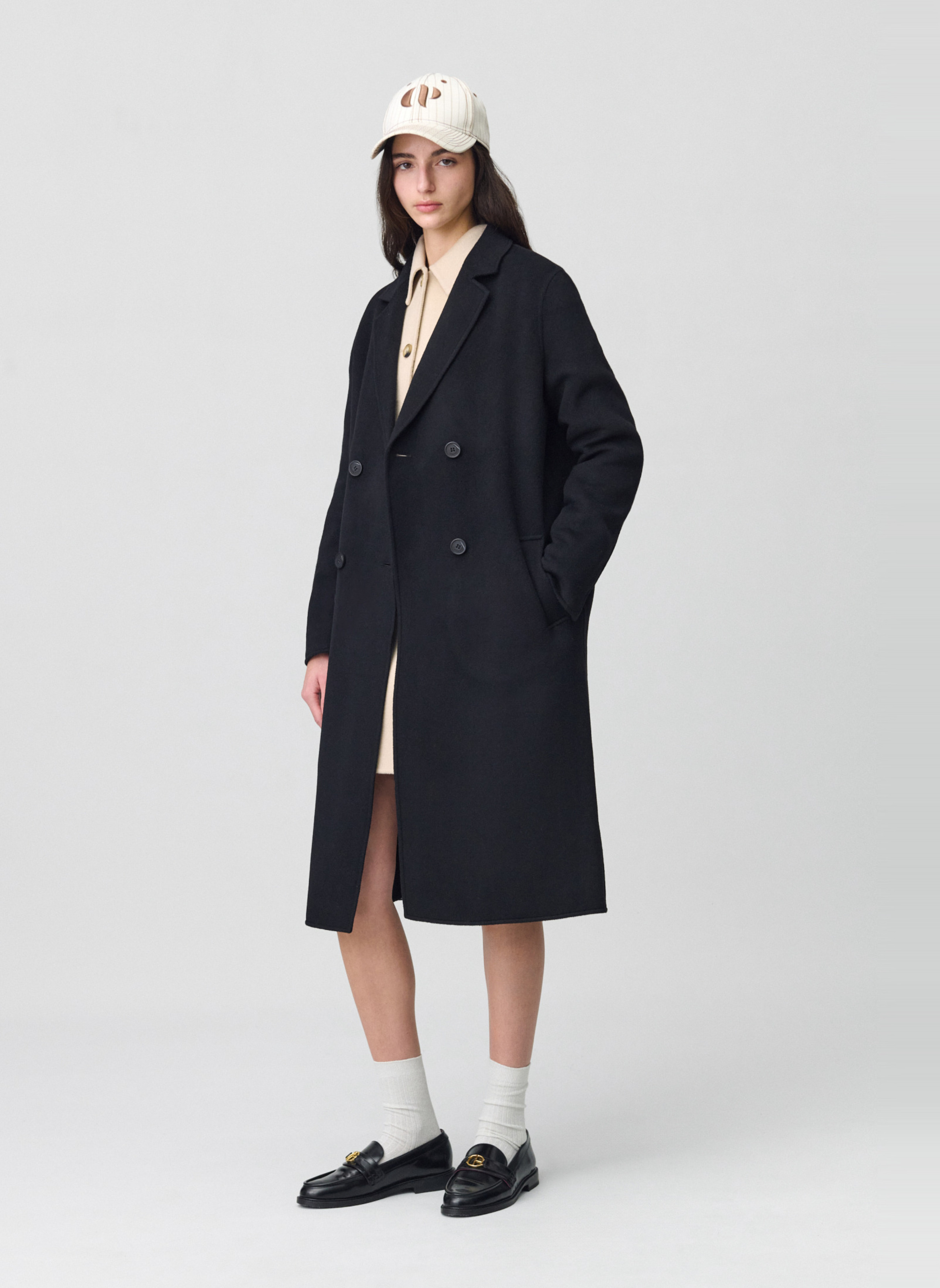 Manteau col tailleur en laine mélangée CLAUDIE PIERLOT Noir
