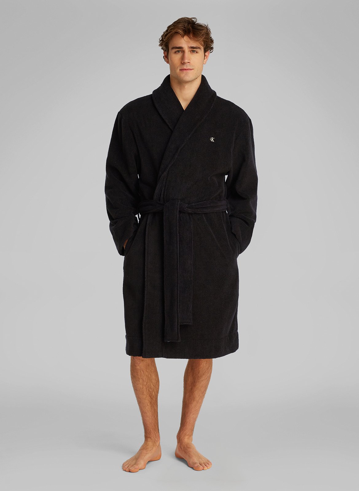 Cotton terry cloth bathrobe CALVIN KLEIN Black