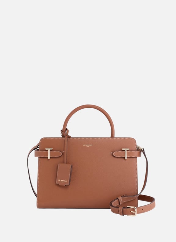 Sac à main moyen modèle emilie en cuir grainé Marron by LE TANNEUR LE TANNEUR Sac à main moyen modèle emilie en cuir grainé Marron