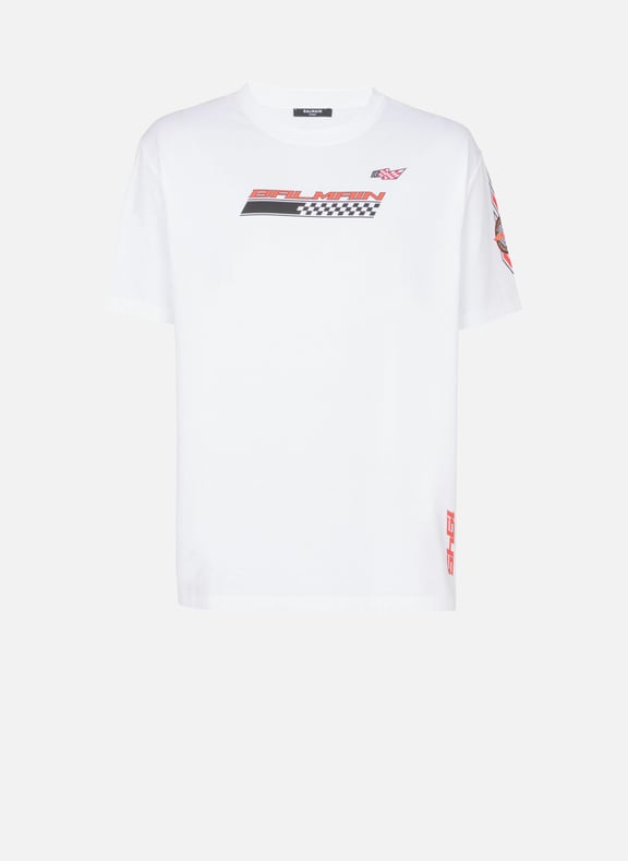 T-shirt imprimé balmain racing Blanc by BALMAIN BALMAIN T-shirt imprimé balmain racing Blanc