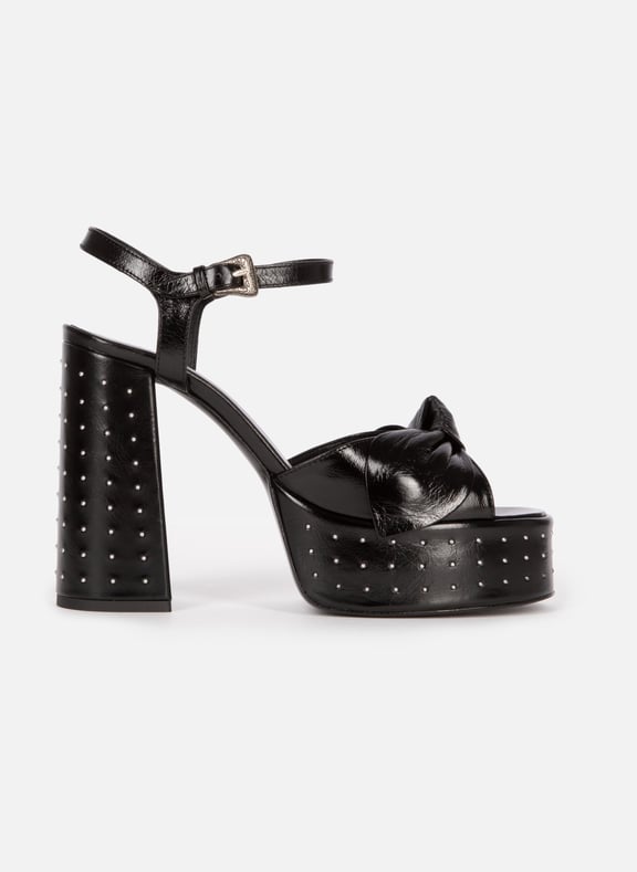 Sandales à talons cloutées en cuir Noir by THE KOOPLES THE KOOPLES Sandales à talons cloutées en cuir Noir