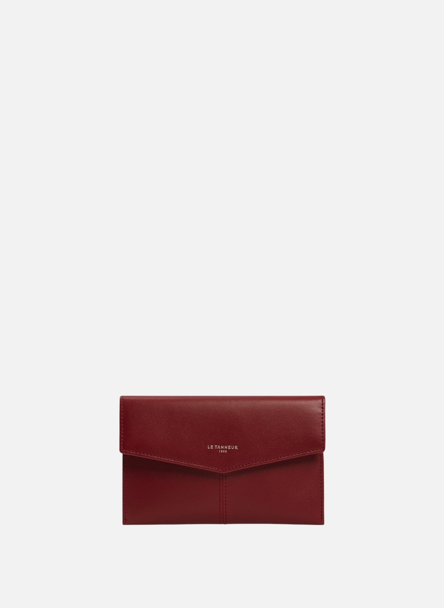 Pochette enveloppe moyen modèle charlotte en cuir lisse LE TANNEUR Rouge