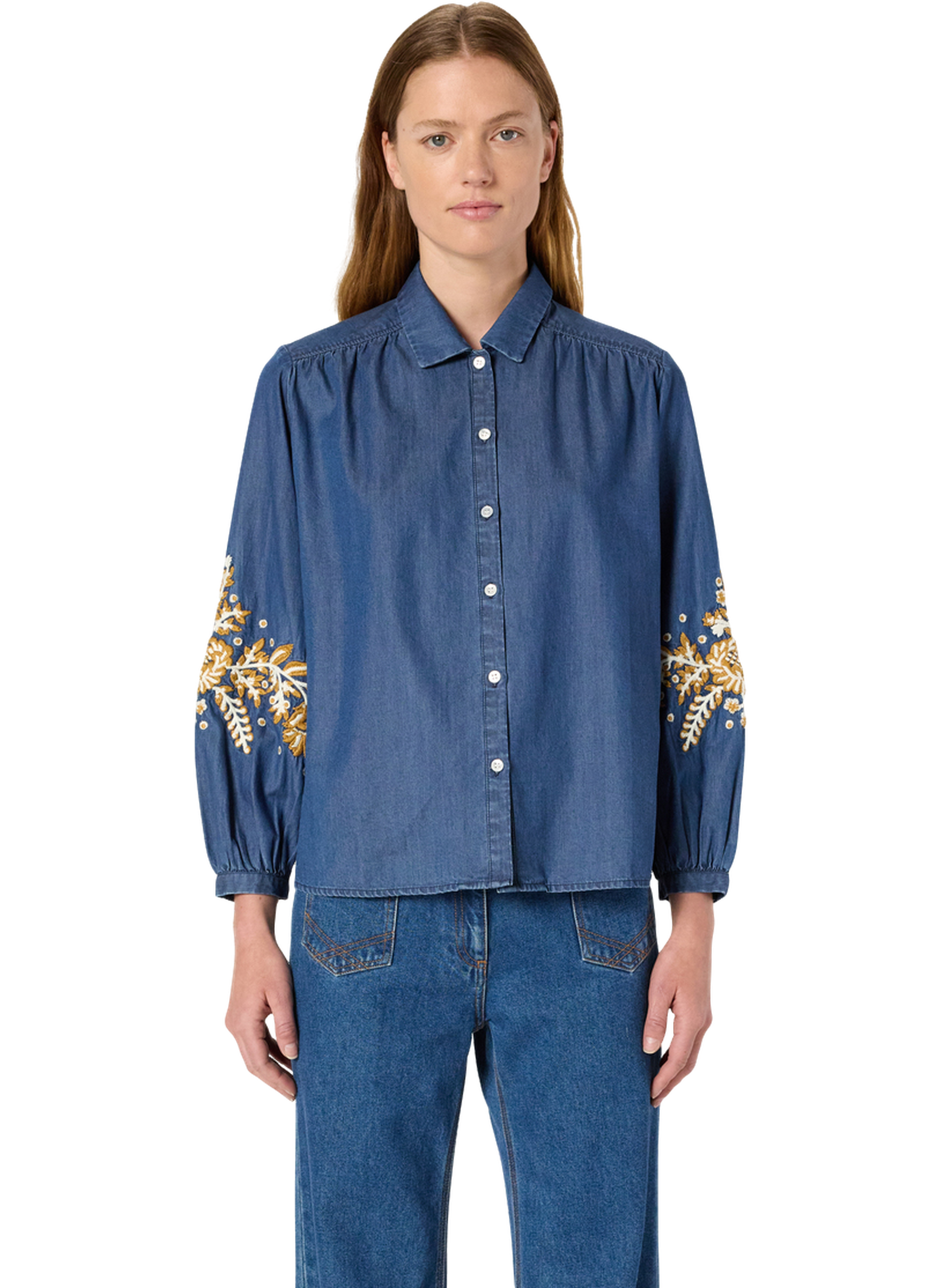 Chemise en jean à broderies - amelie GERARD DAREL Bleu