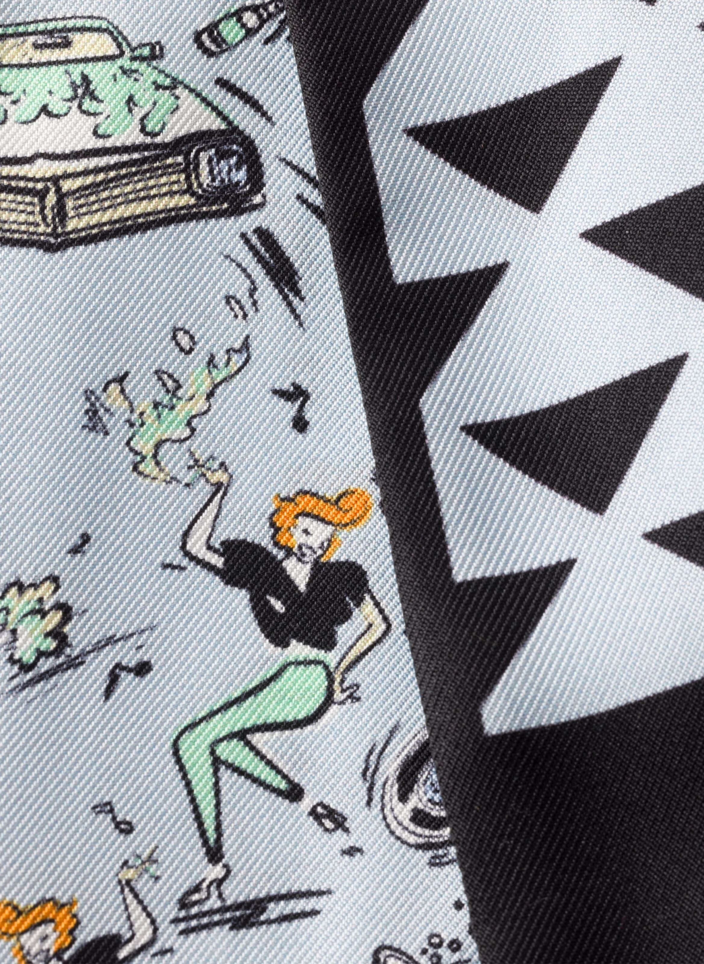 Foulard fin en sergé de soie imprimé PRADA Noir