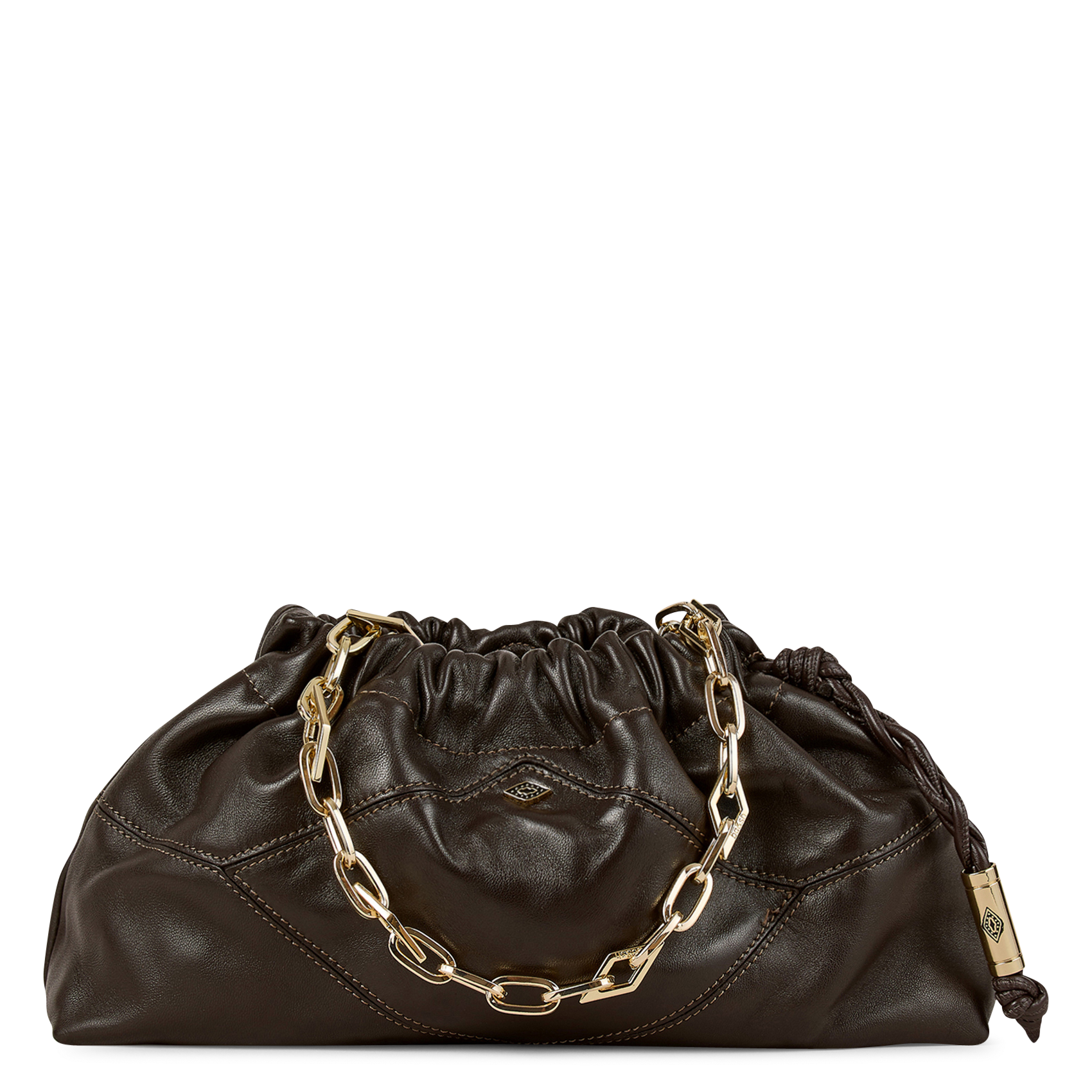 Sac à main froncé à chaîne en cuir june BA&SH Marron