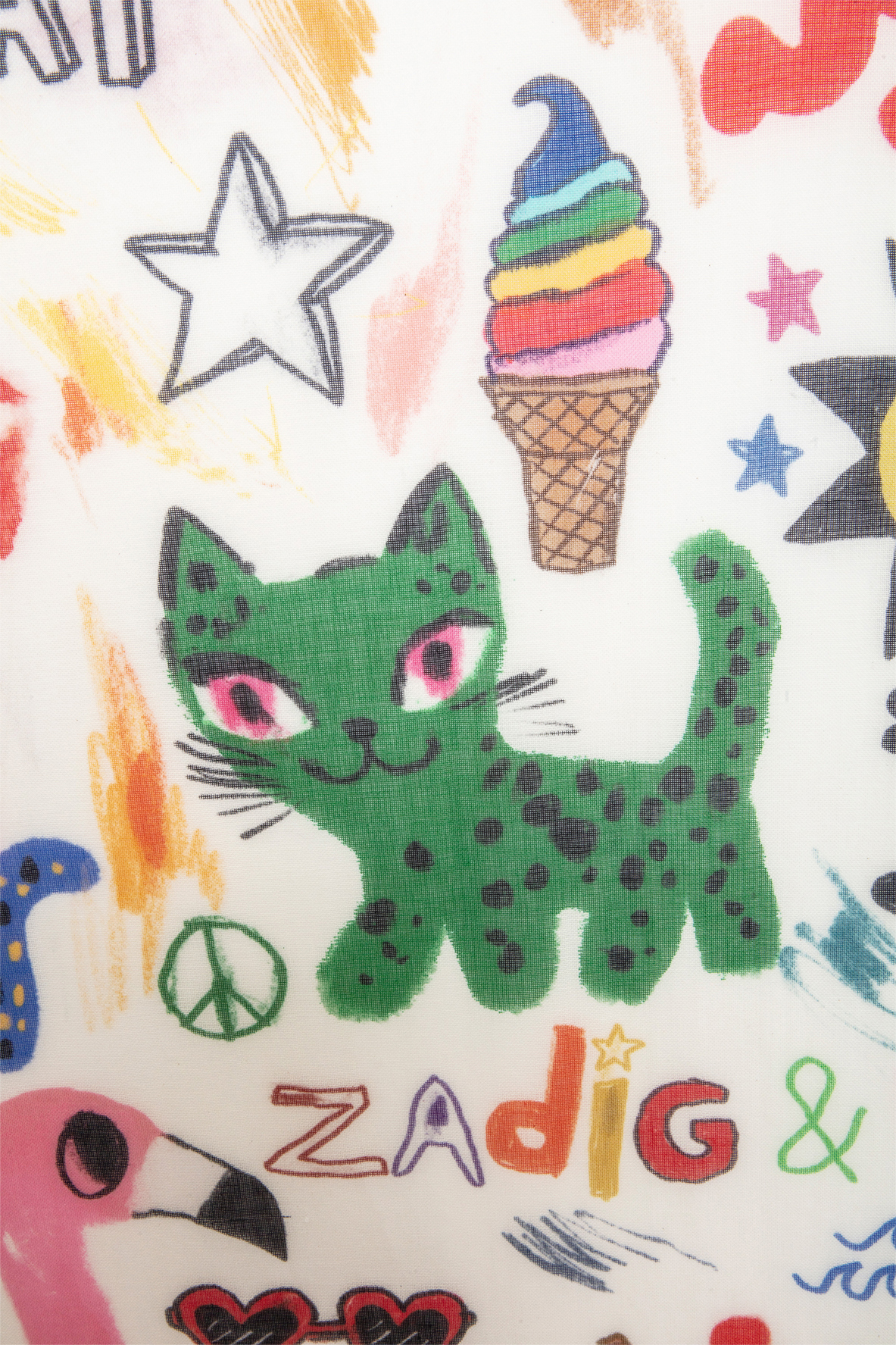 Foulard en coton imprimé maxi delta ZADIG&VOLTAIRE Blanc