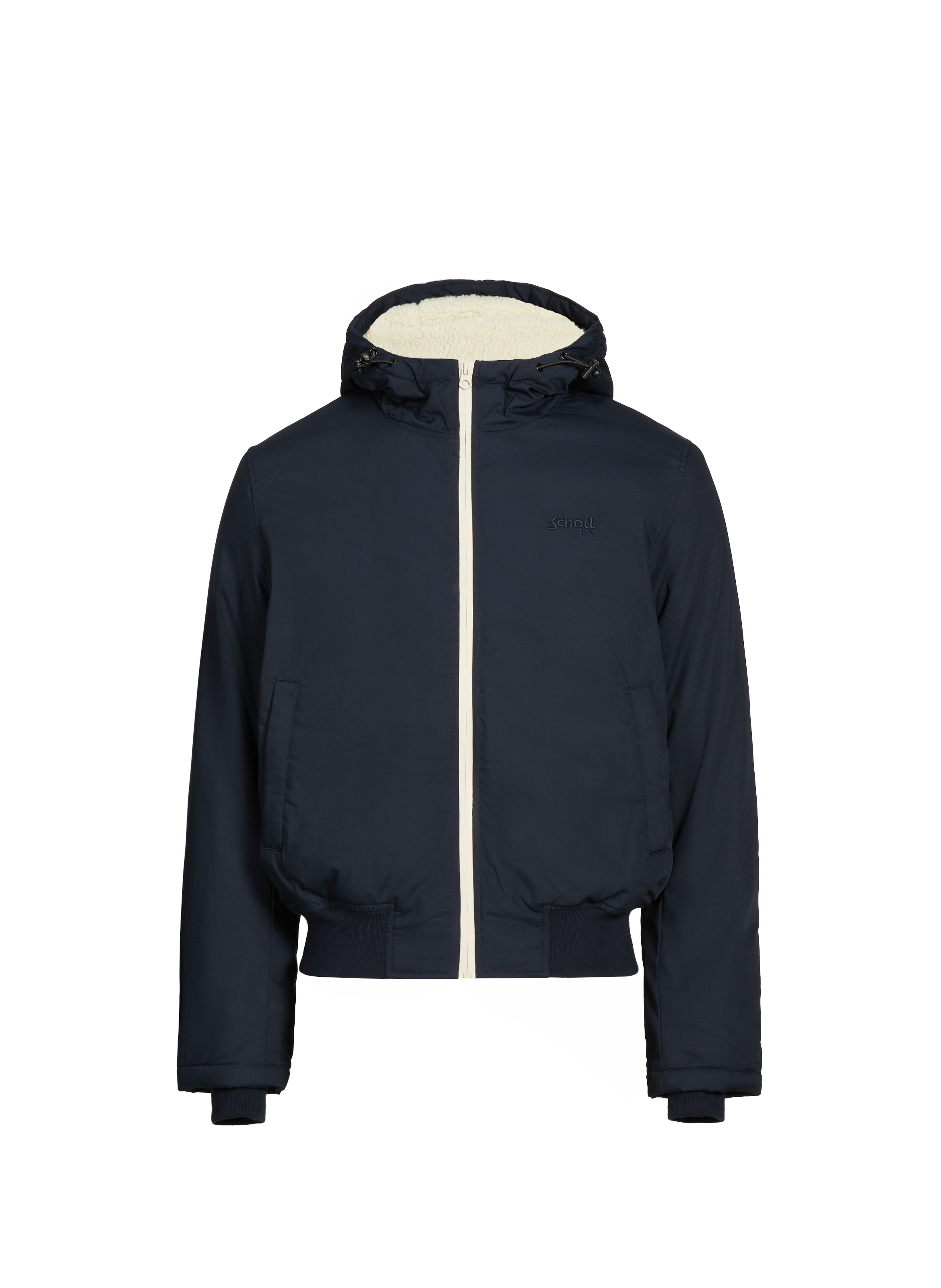 SCHOTT Parka unie à capuche Bleu