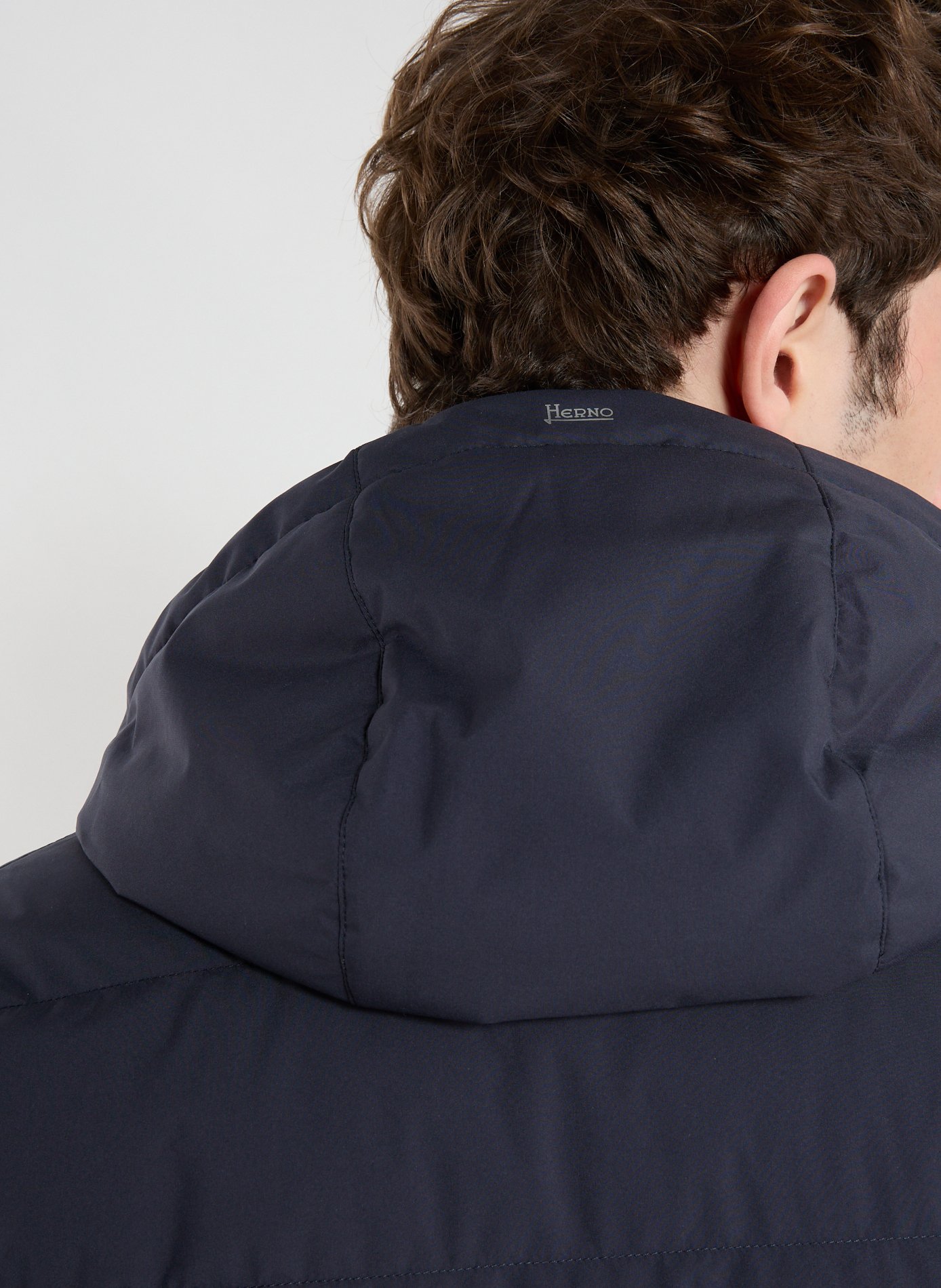 Quilted mid-length hooded puffer jacket HERNO Blue