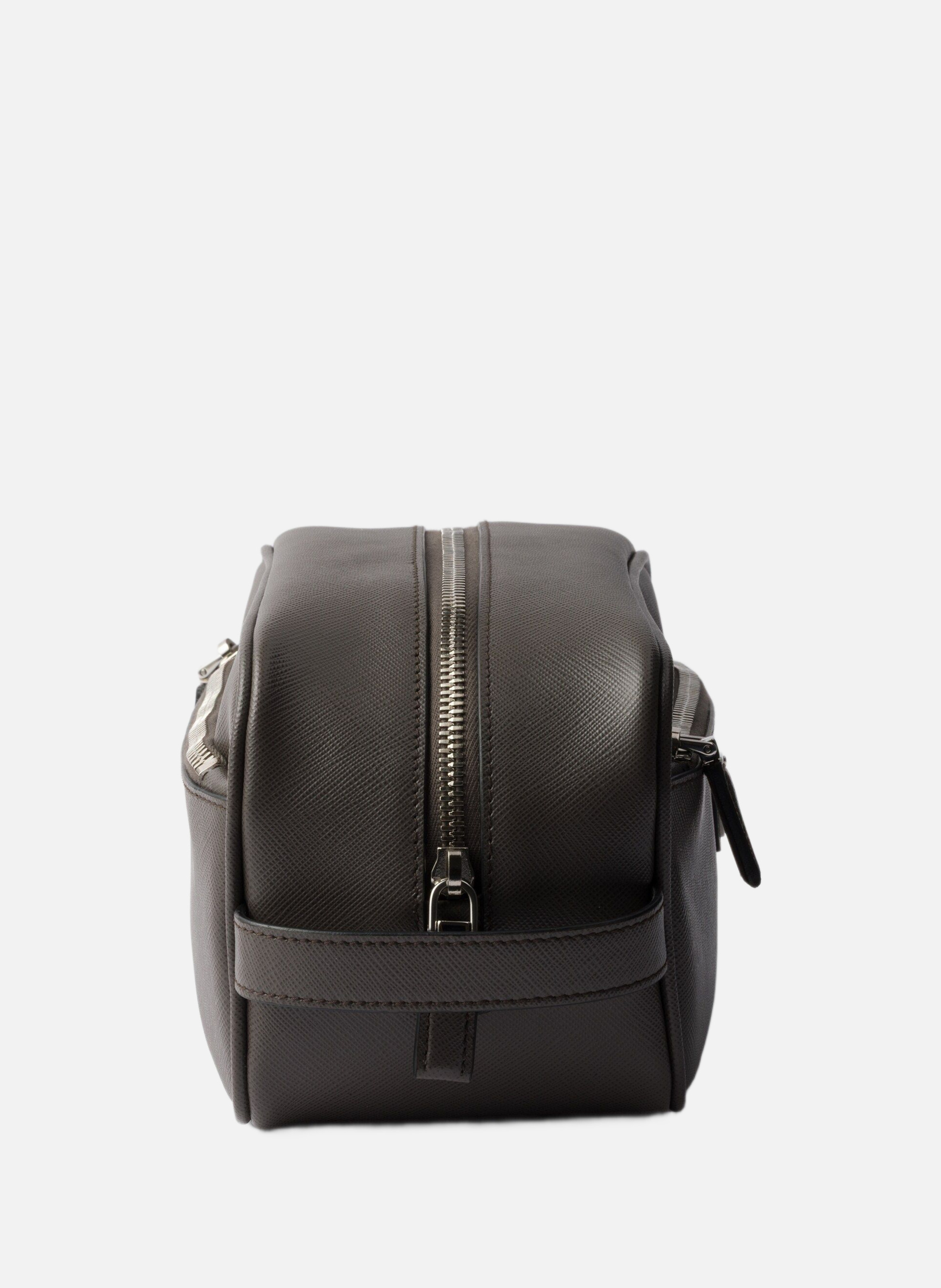 Pochette de voyage en cuir saffiano PRADA Gris