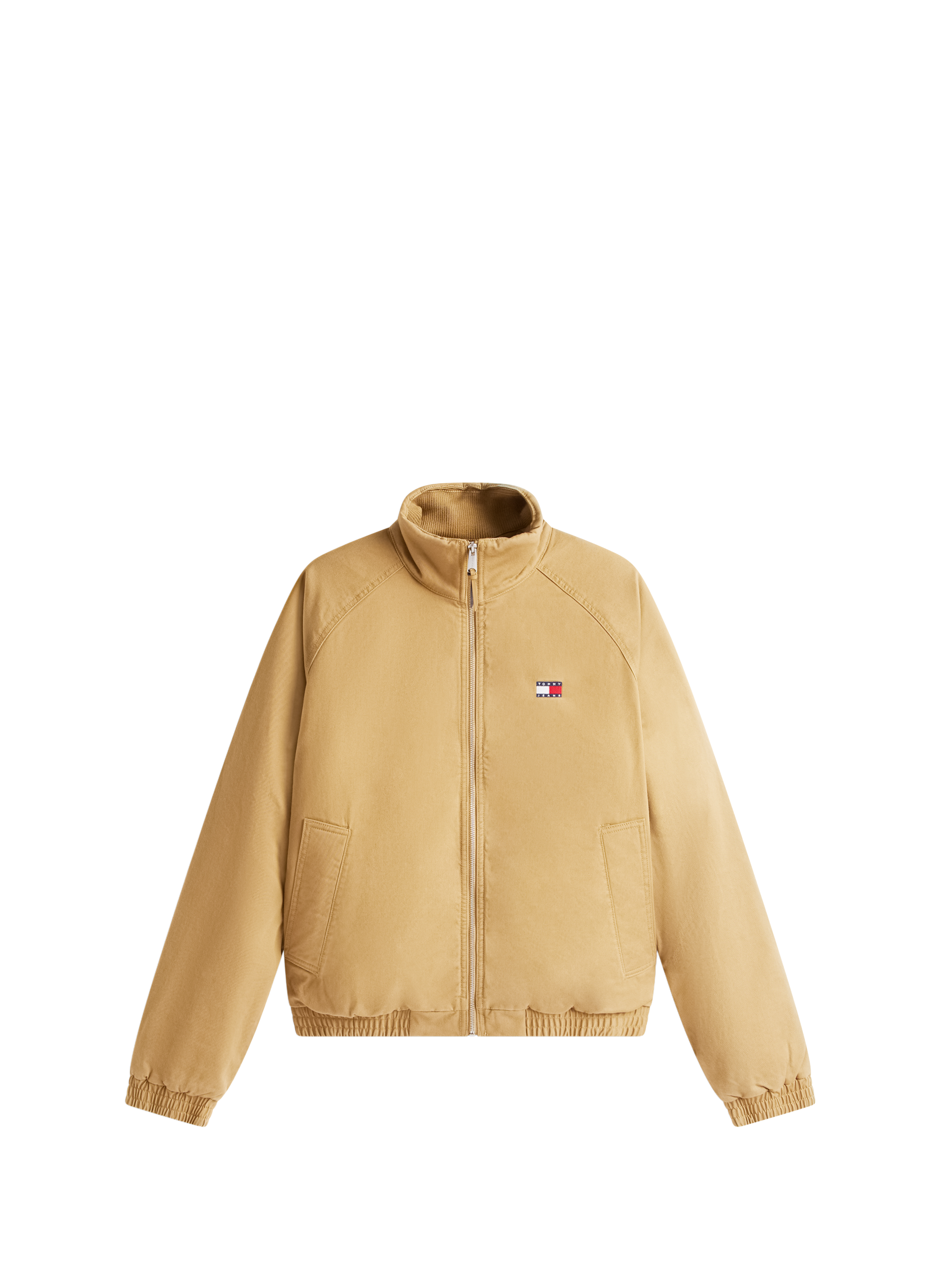 Oversized high neck cotton jacket TOMMY HILFIGER Beige
