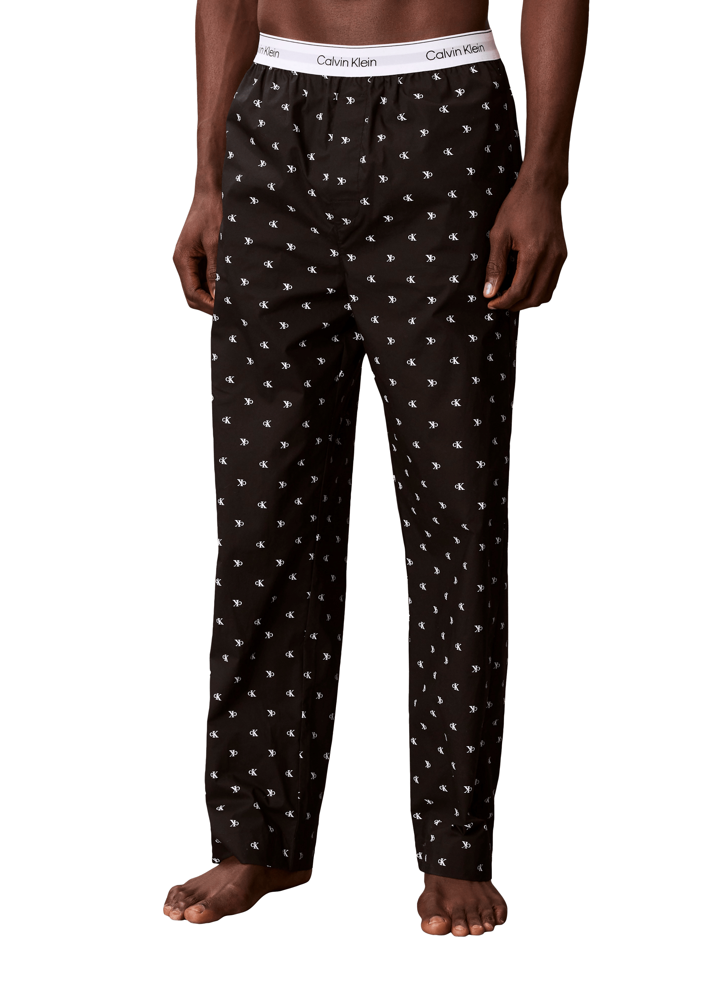 Pantalon de pyjama rayé en coton CALVIN KLEIN Noir