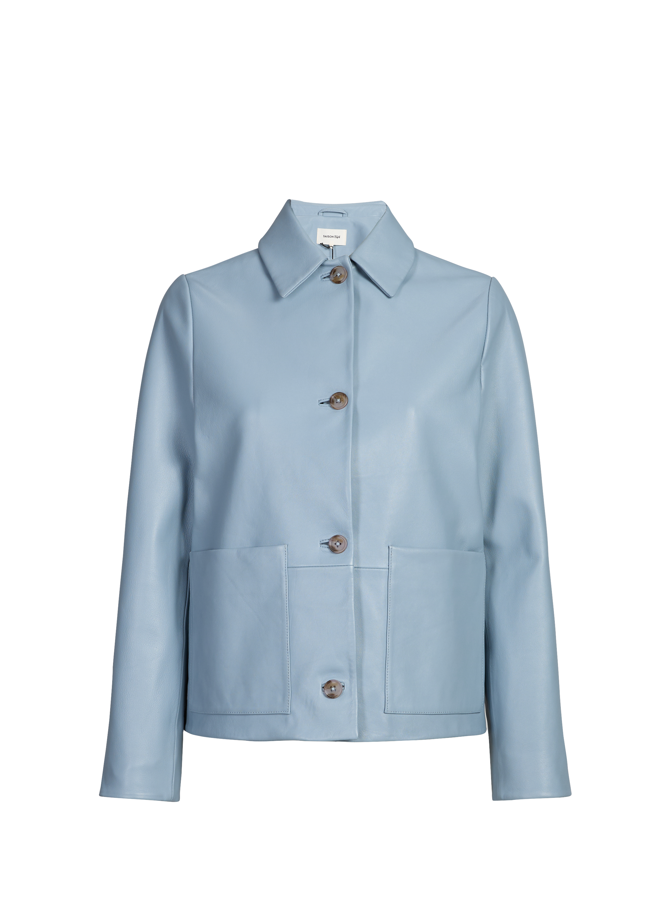 Cropped leather jacket SAISON 1865 Blue