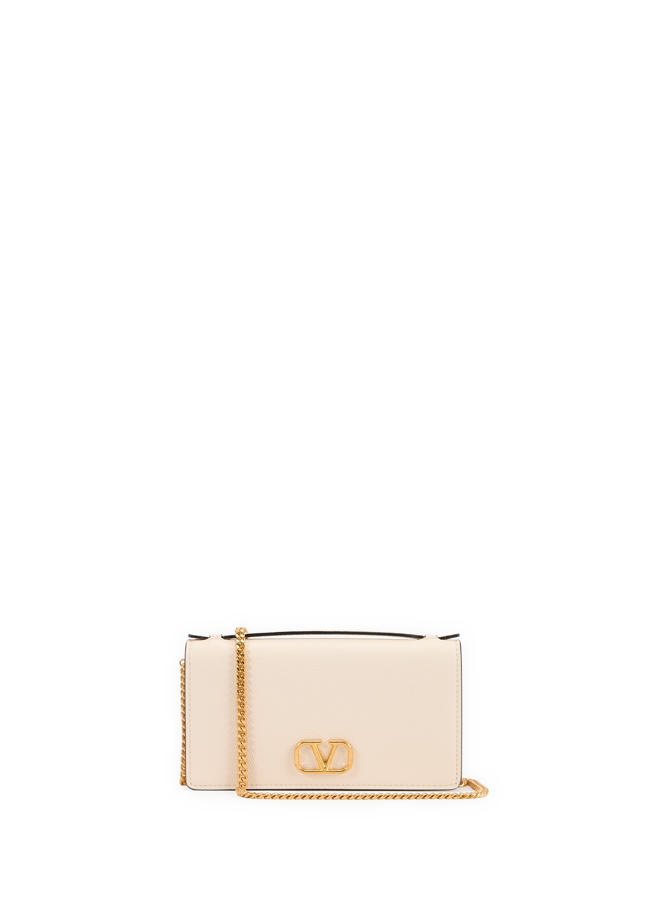 Grained leather pouch VALENTINO White