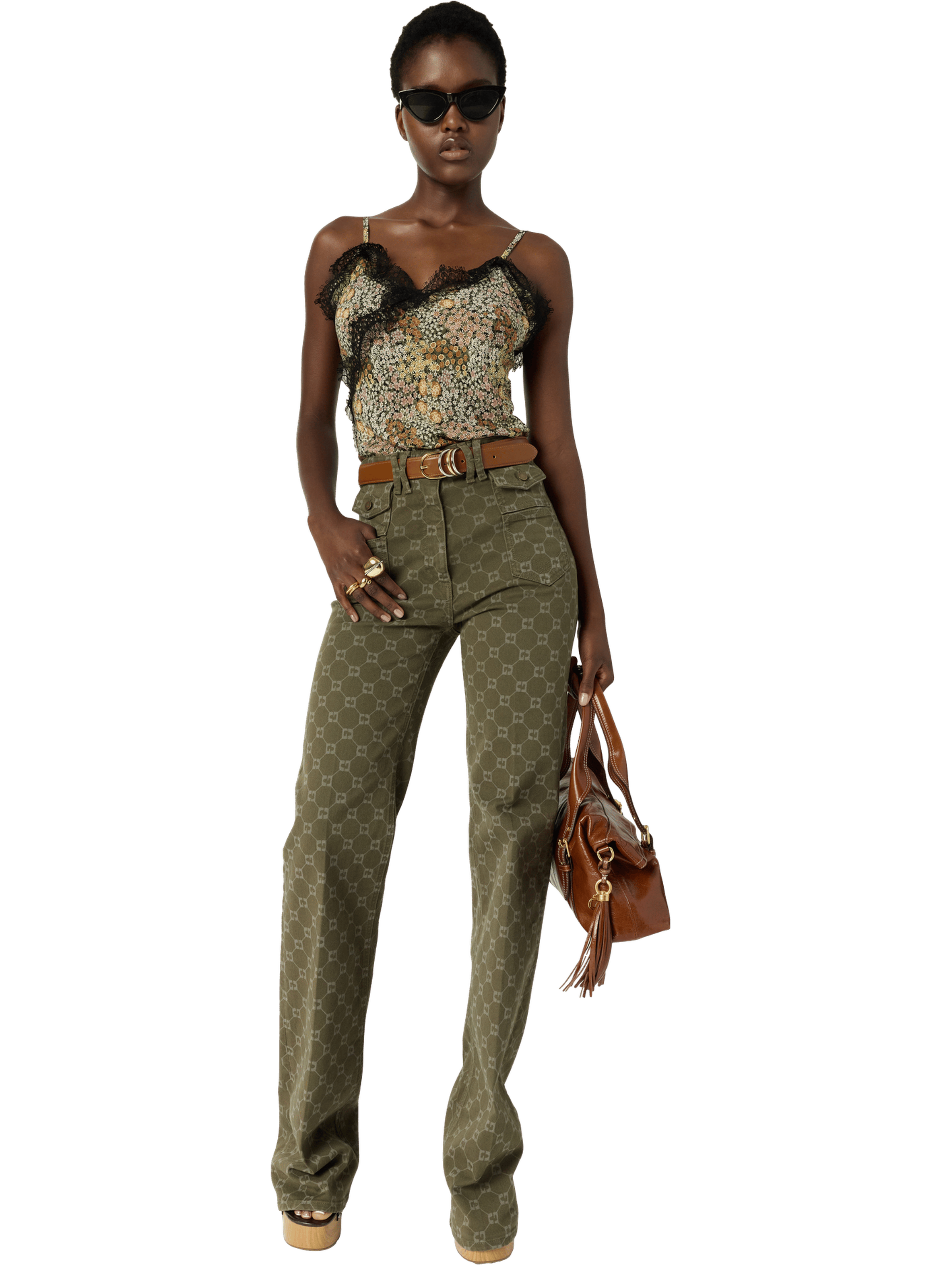 Jean flare à monogramme - anna GERARD DAREL Vert