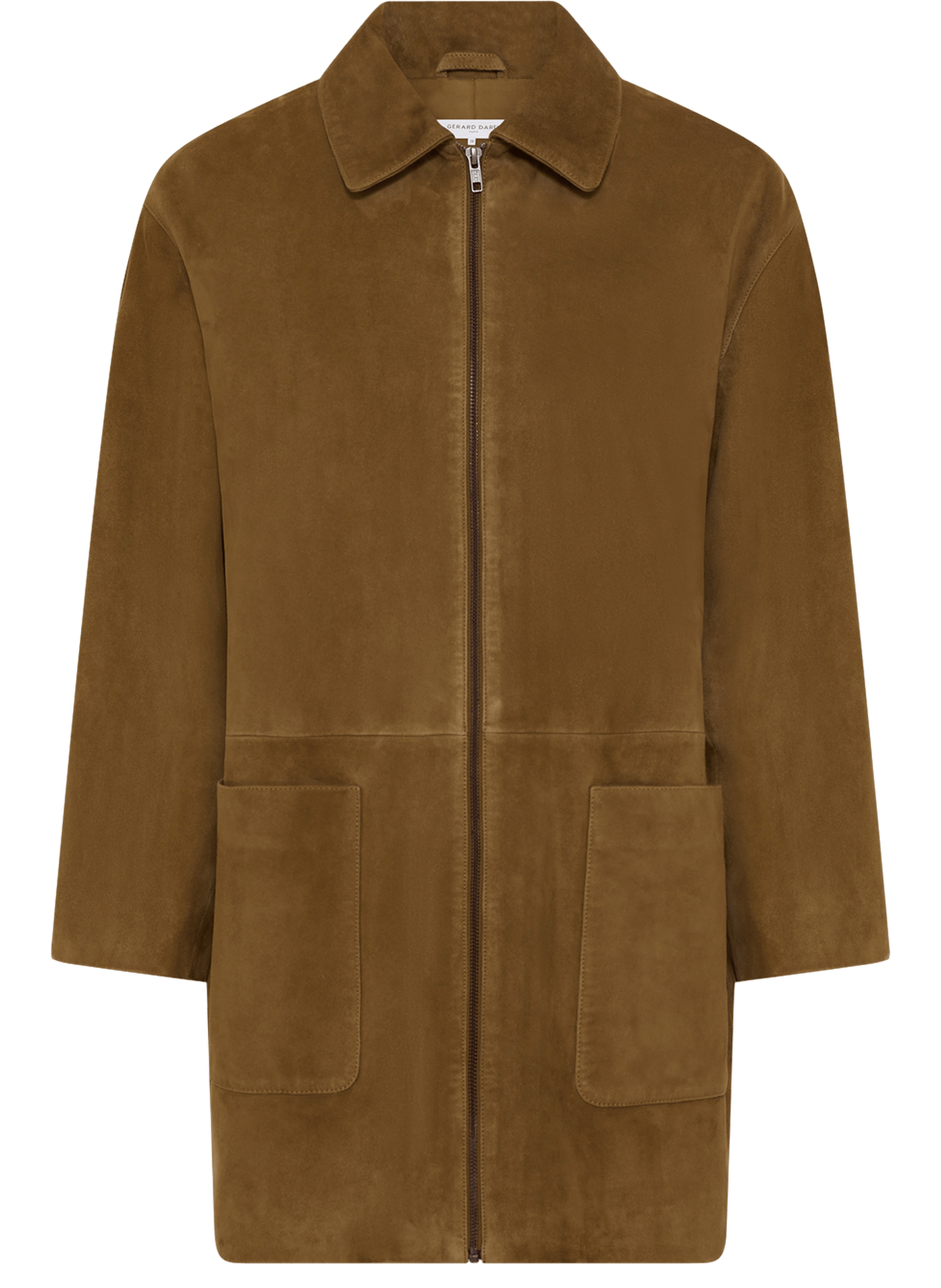 Manteau zippé en cuir velours - tilane GERARD DAREL Marron