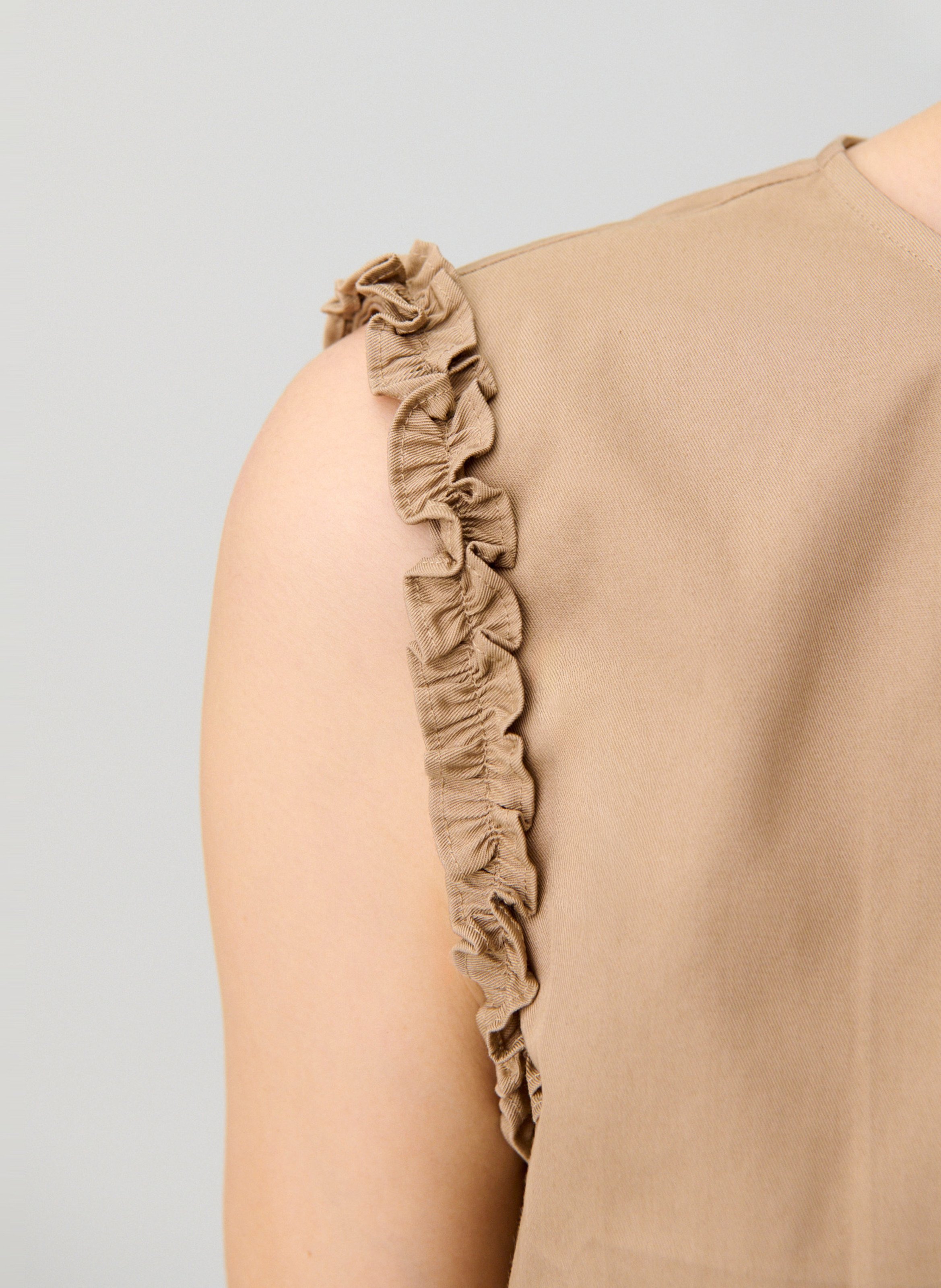 Top col rond en coton mélangé CLAUDIE PIERLOT Beige