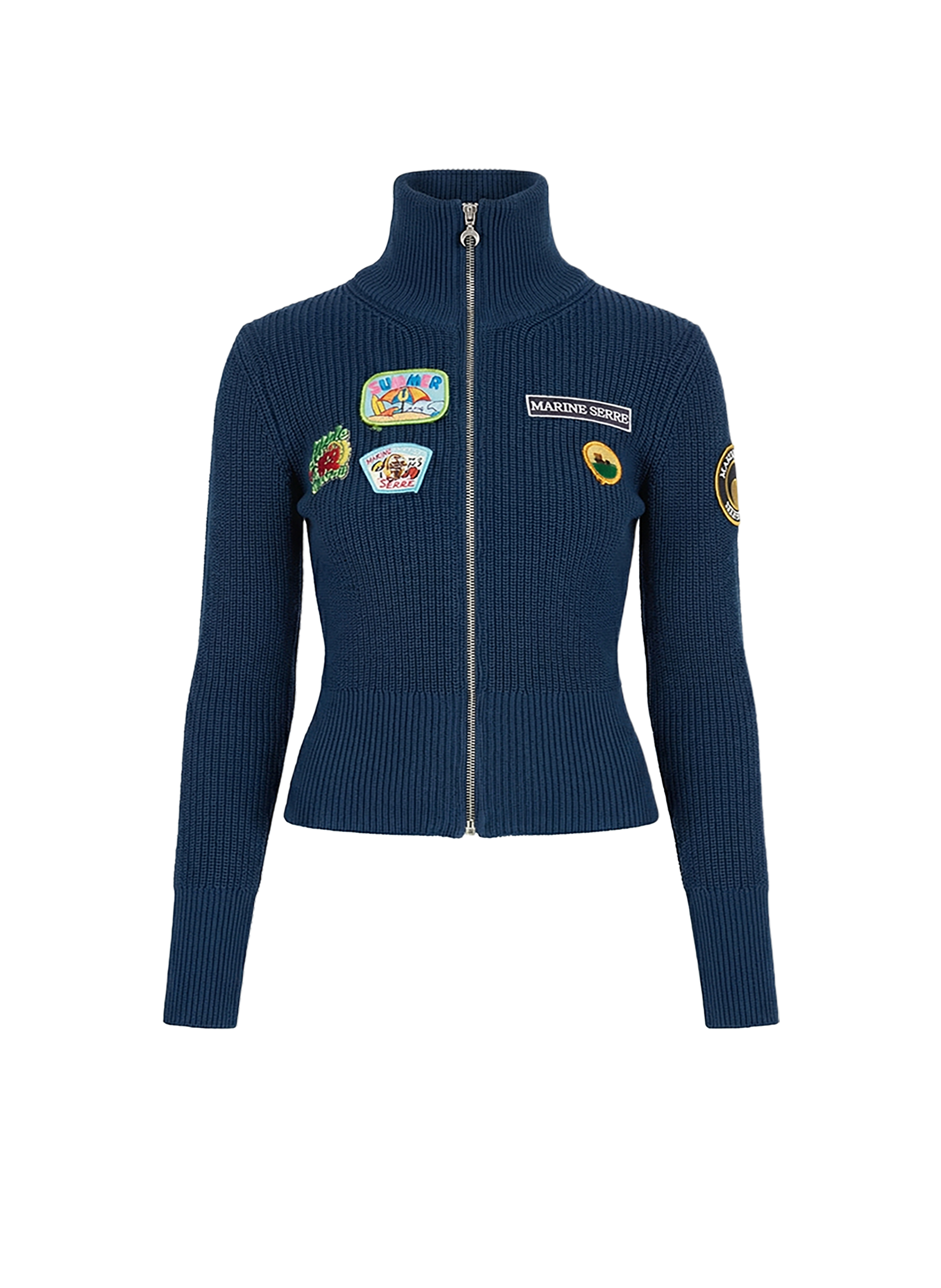 Cardigan deadstock à patchs scout MARINE SERRE Bleu