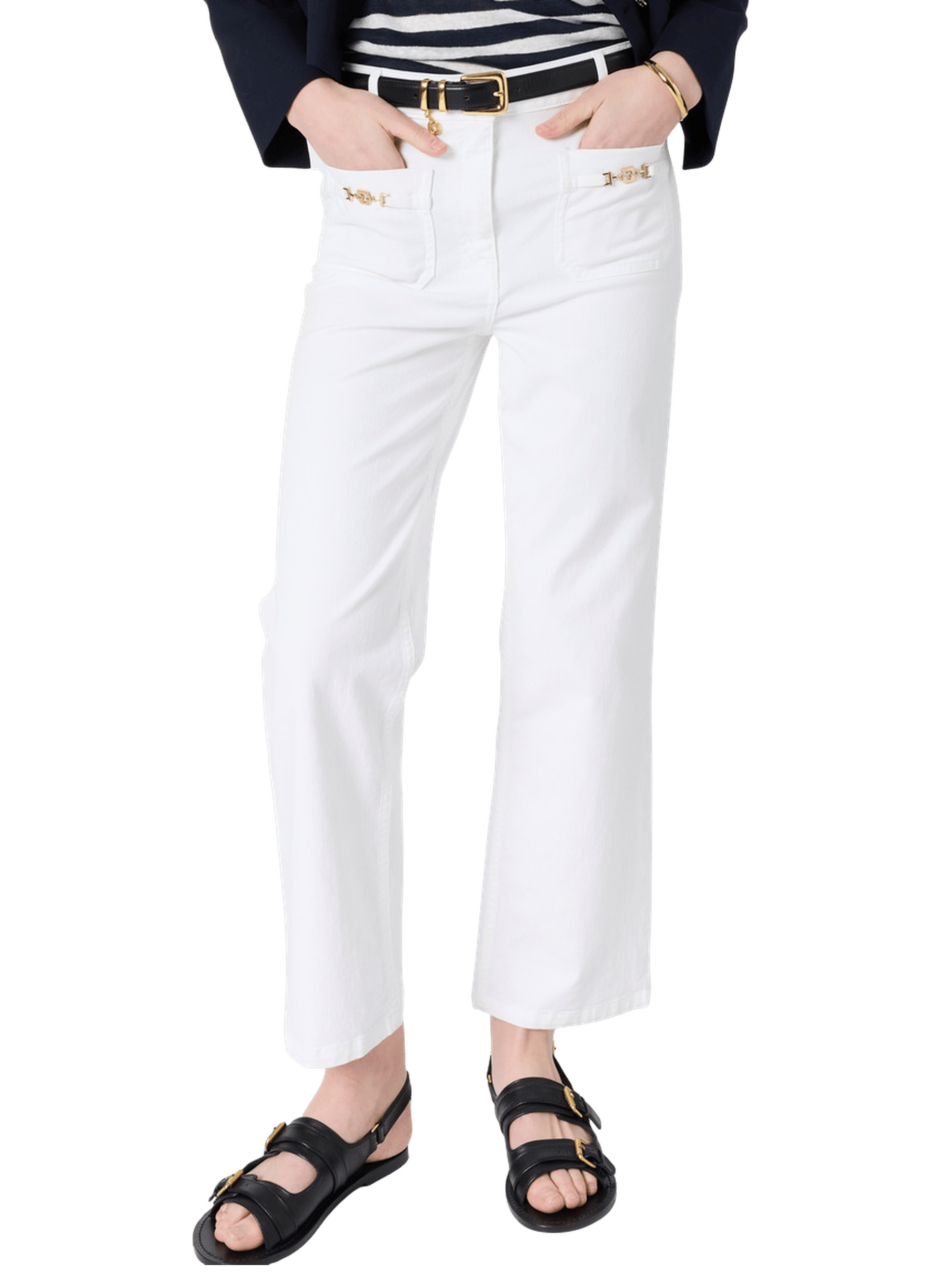 Jean droit à mors dorés - allie GERARD DAREL Blanc